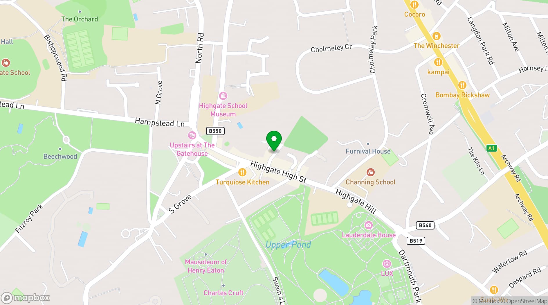Map showing Omved Gardens
