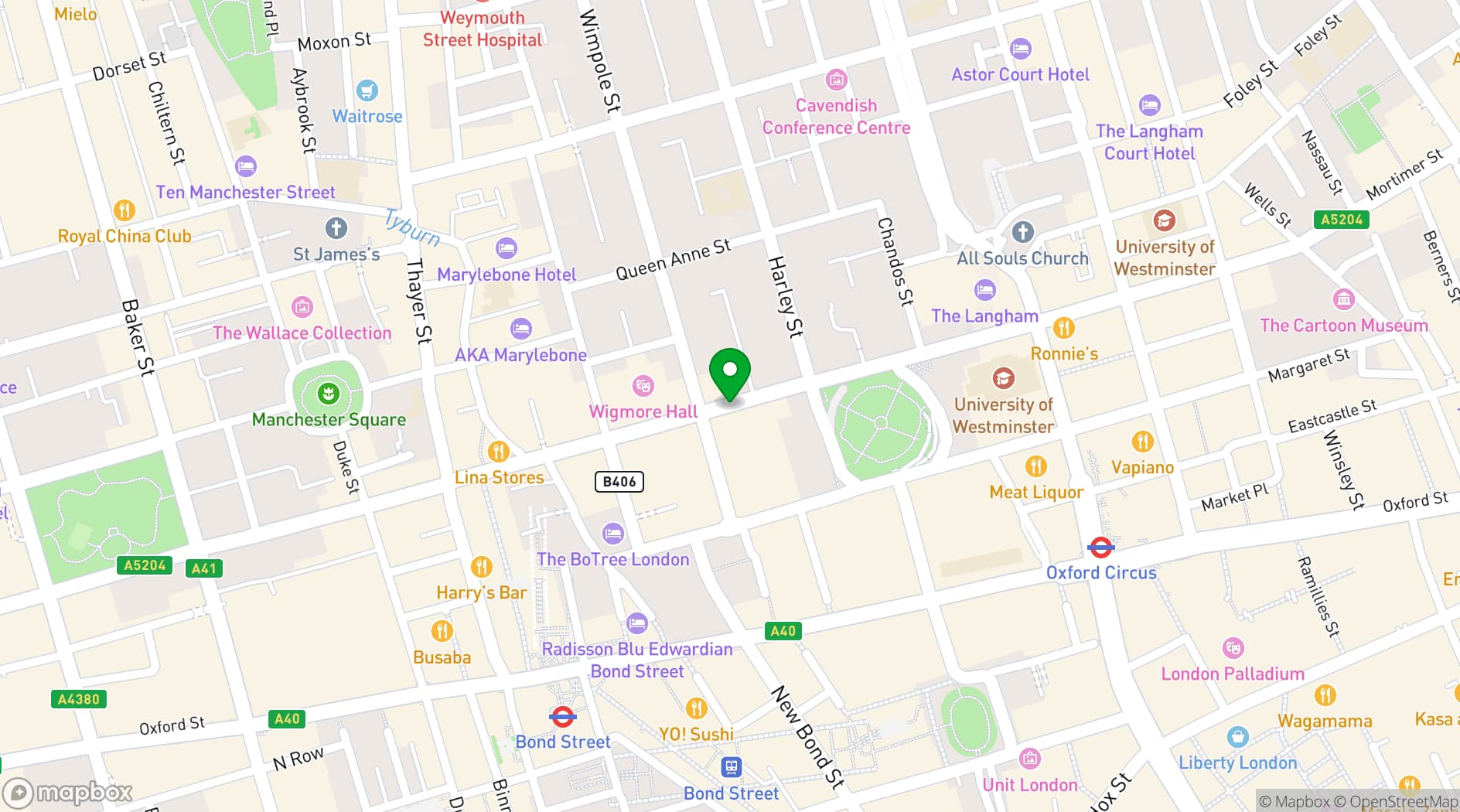 Map showing Bechstein Hall