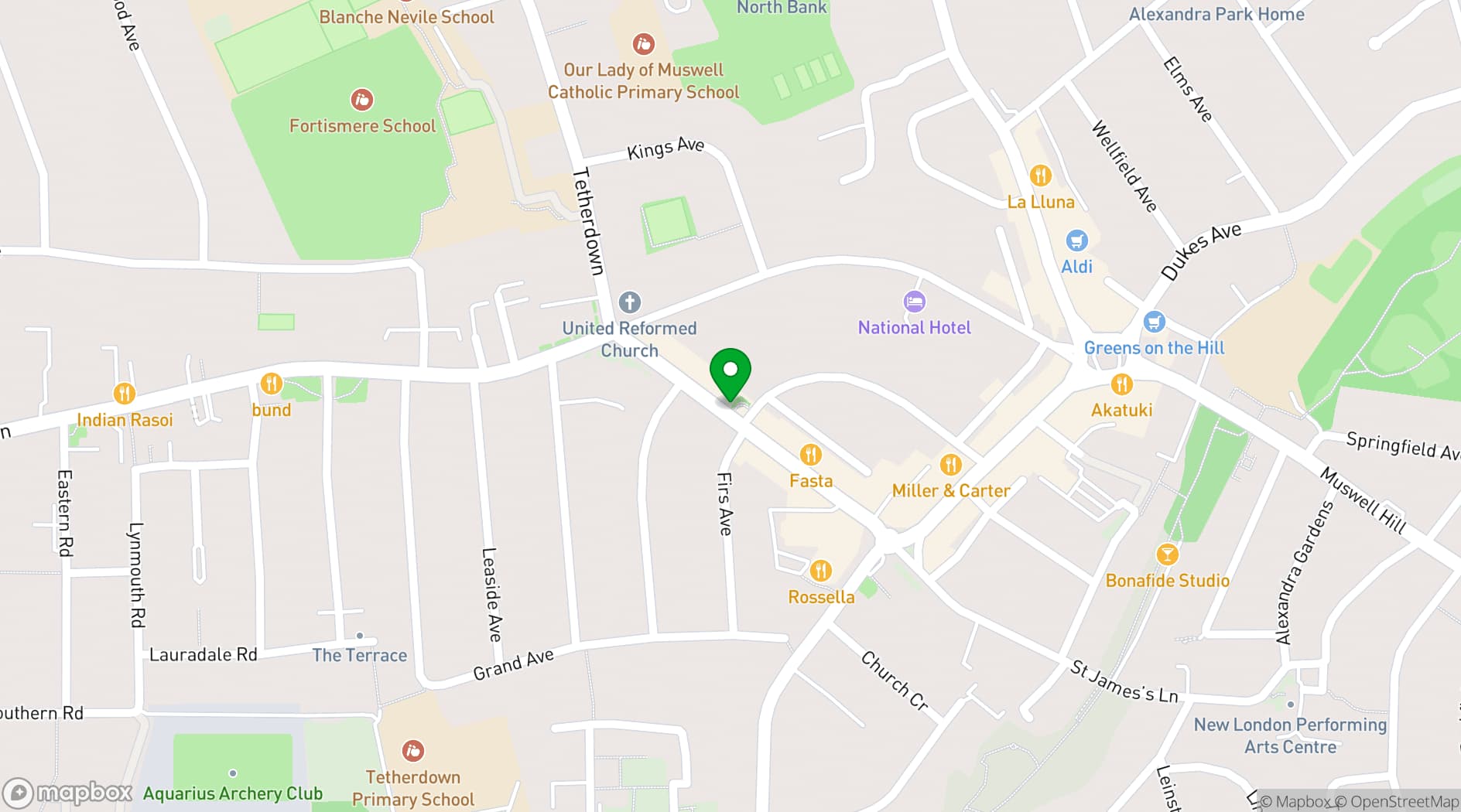 Map showing The Village Green