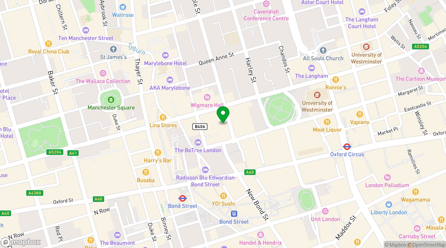 Map showing Fora - 91 Wimpole Street