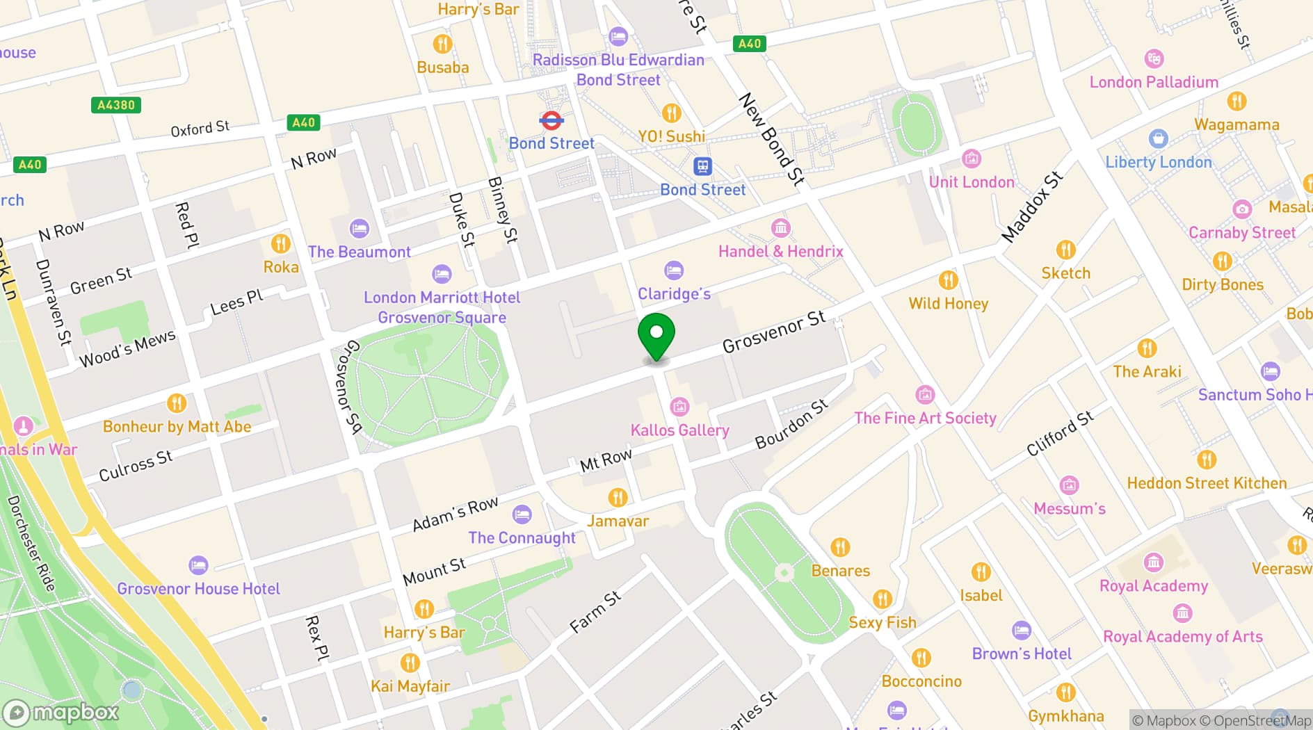 Map showing 16 Curzon Street
