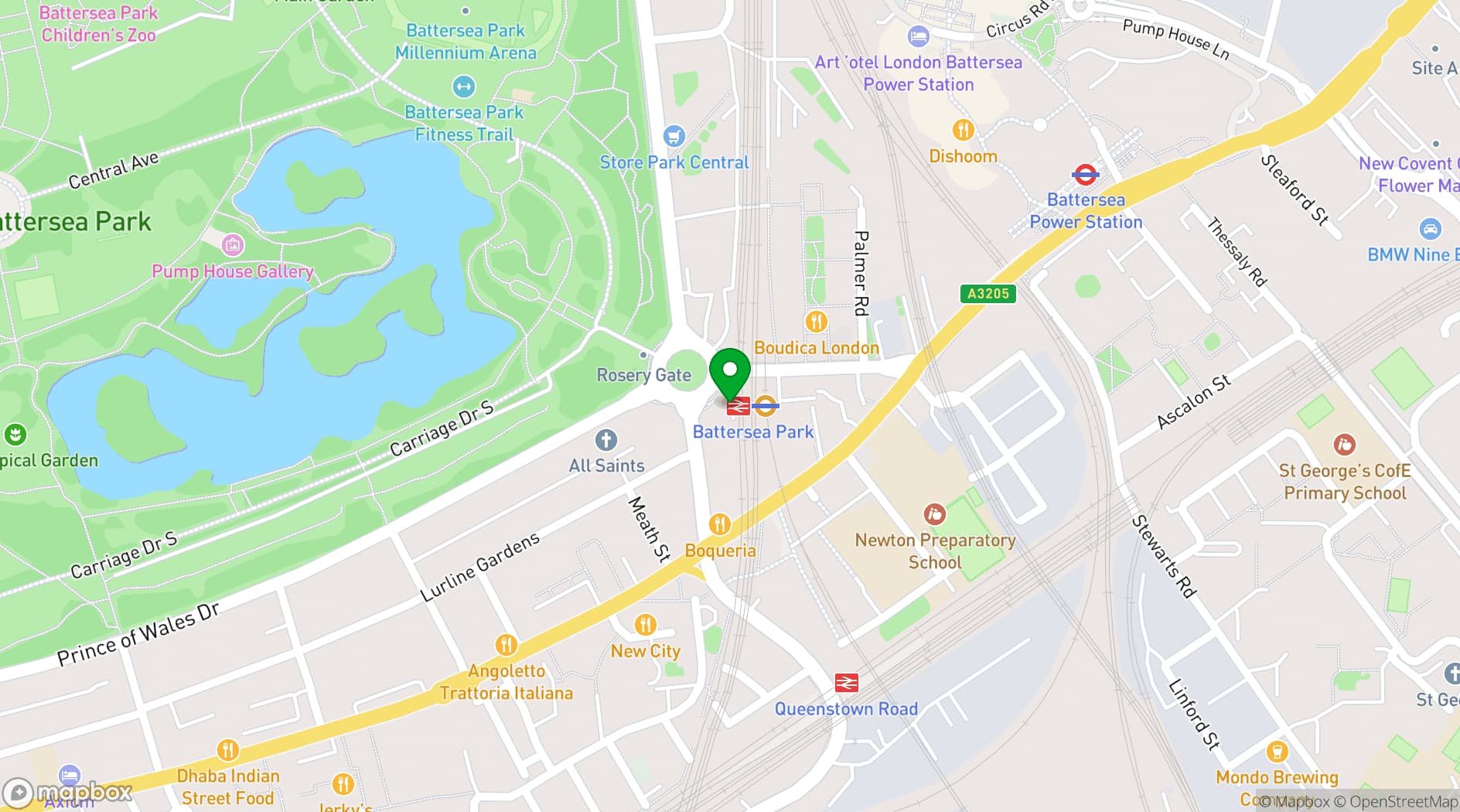 Map showing Archway Battersea