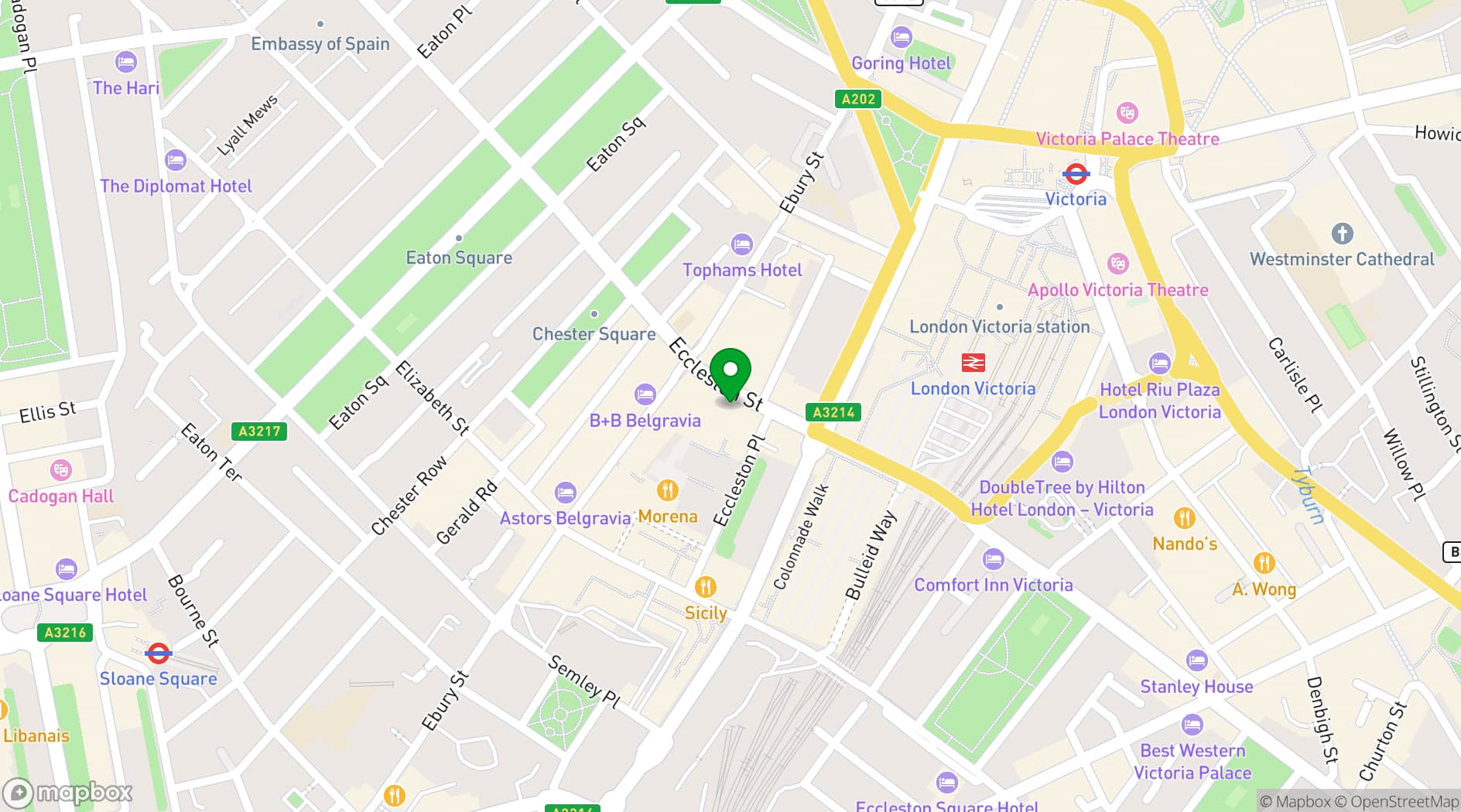 Map showing Townhouse Belgravia