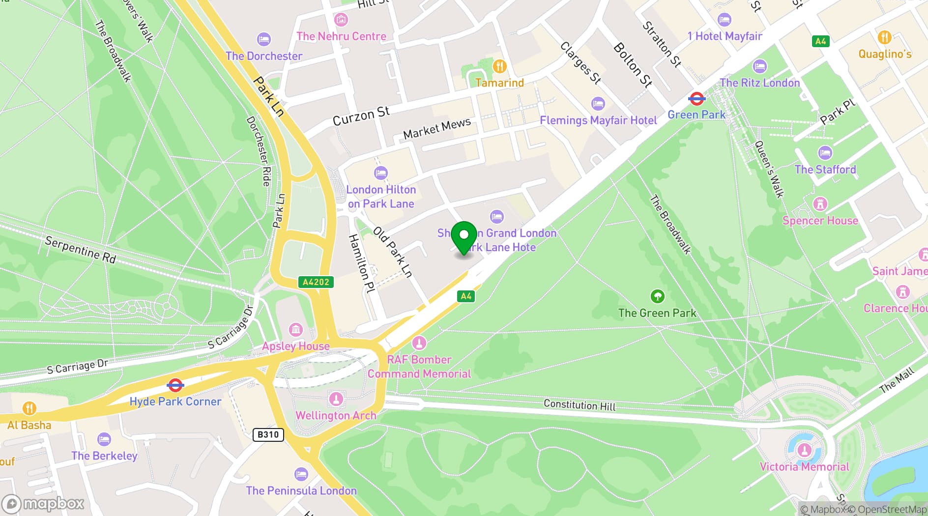 Map showing COYA Mayfair