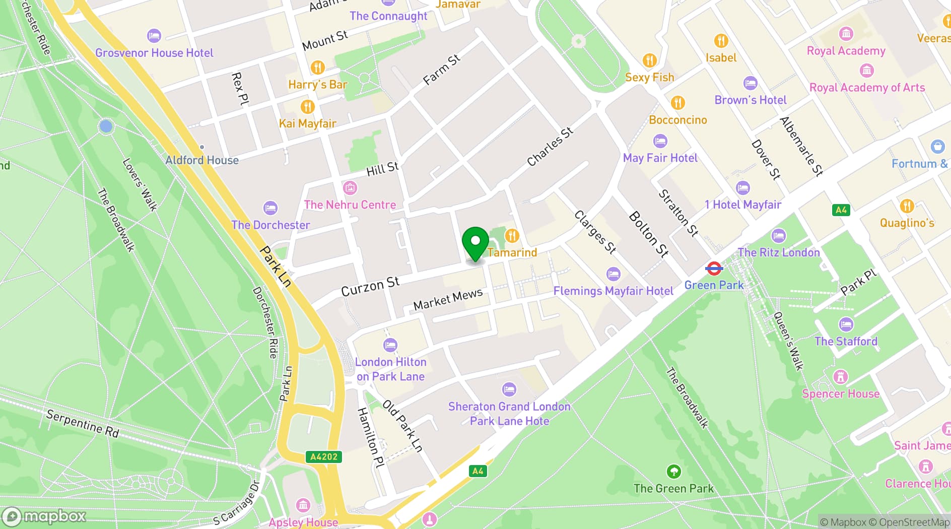 Map showing Curzon Mayfair