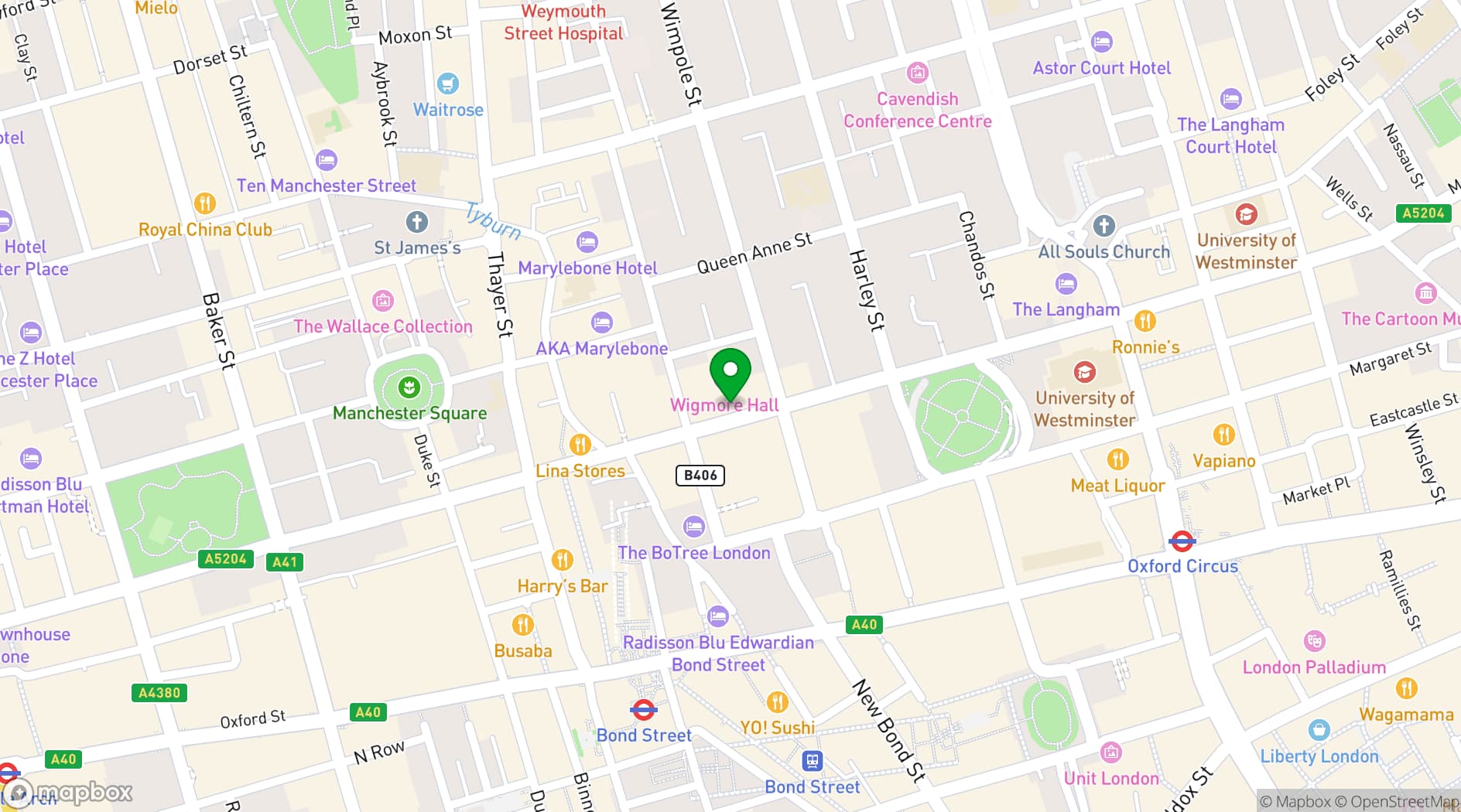 Map showing Wigmore Hall