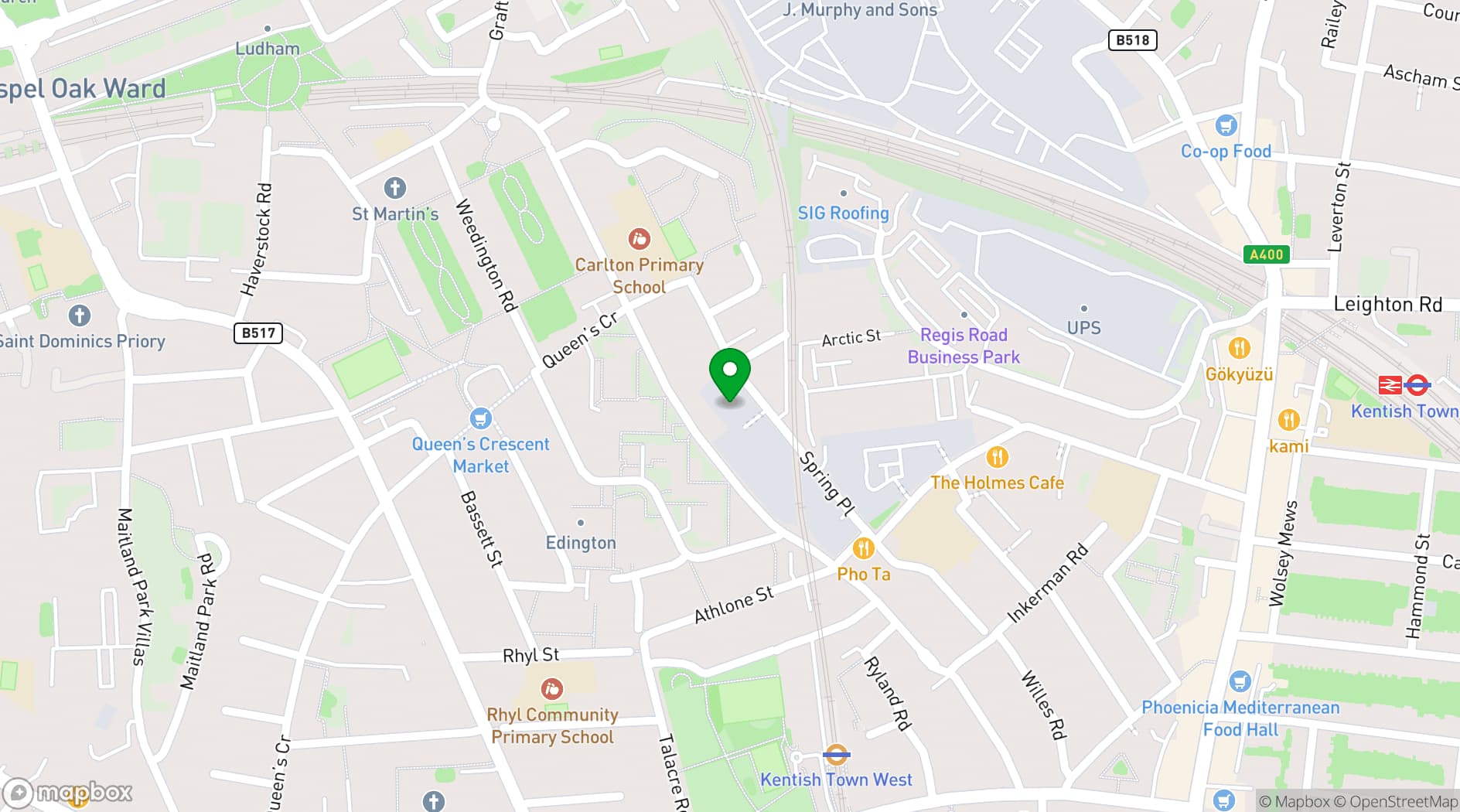 Map showing Spring Studios