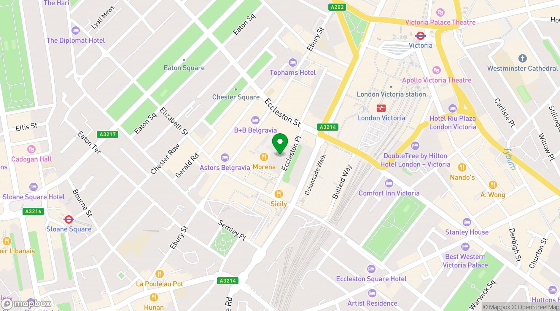 Map showing ECCLESTON YARDS