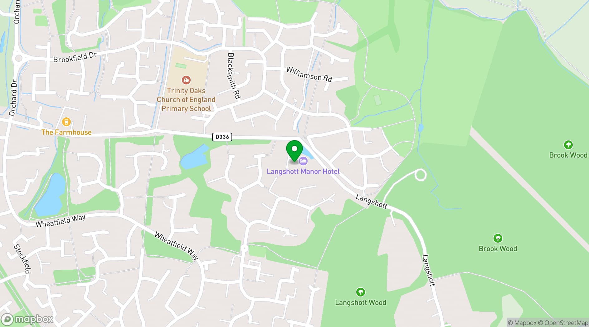 Map showing Langshott Manor