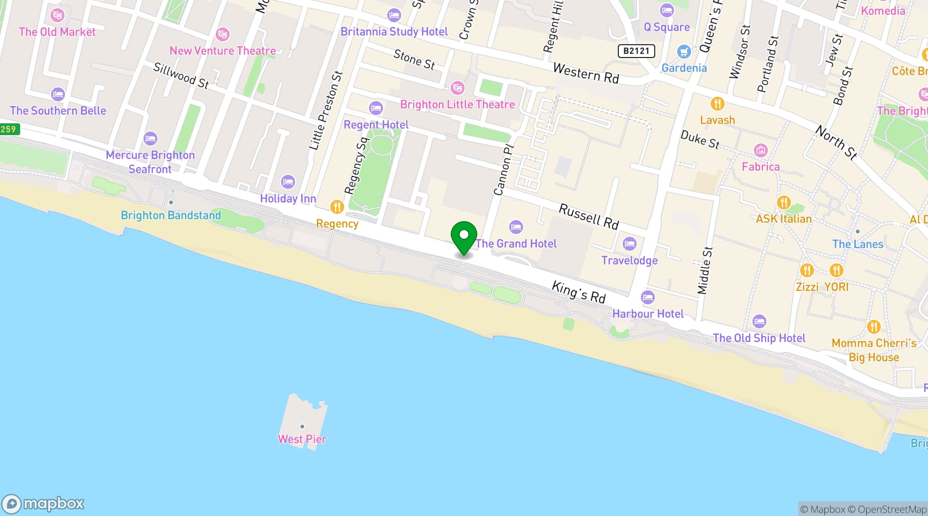 Map showing DoubleTree by Hilton Brighton Metropole