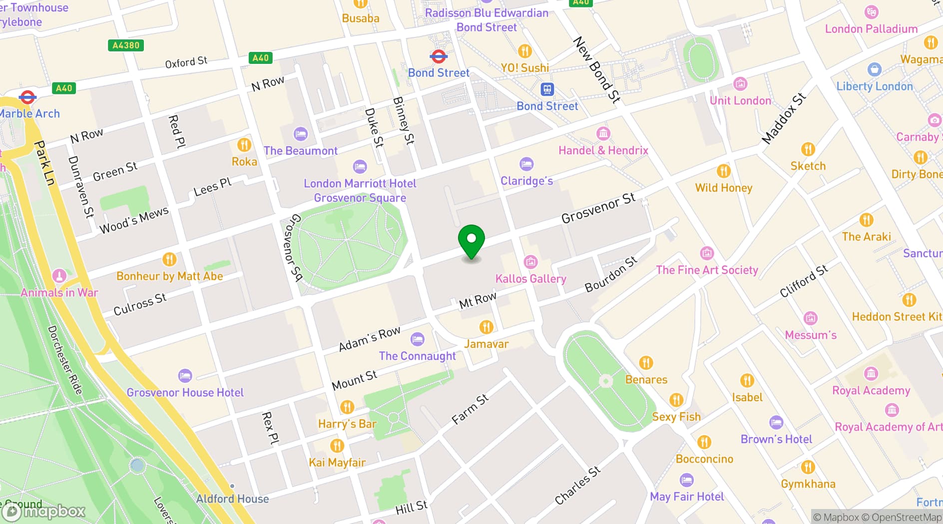Map showing The Space, Mayfair