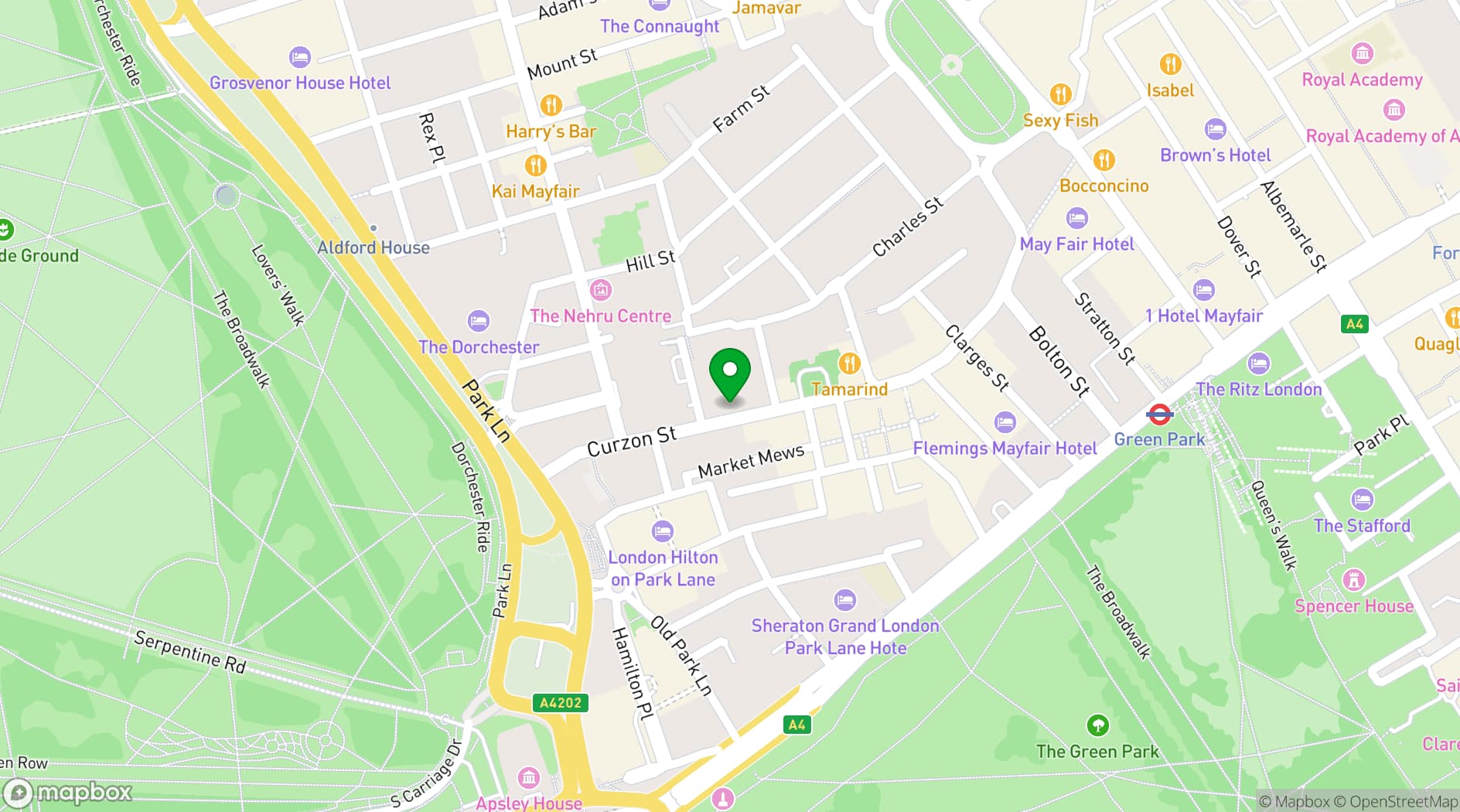 Map showing  The Meat & Wine Co Mayfair