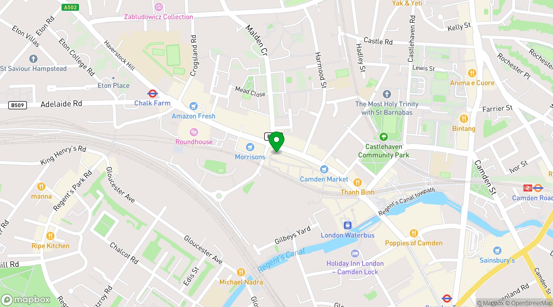Map showing The Lucky Club Camden