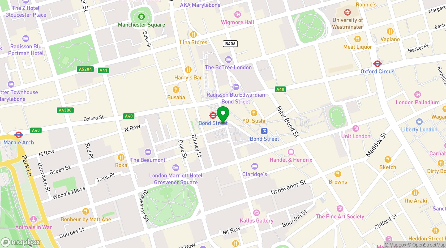 Map showing The Music Room Mayfair