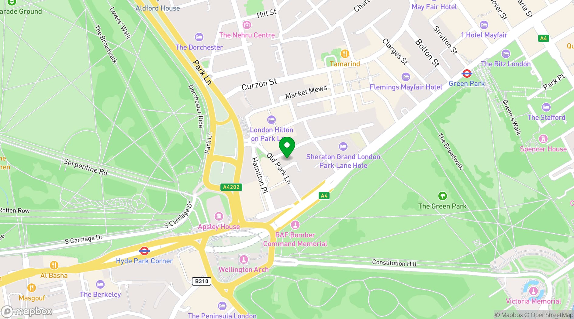 Map showing Metropolitan Casino Mayfair