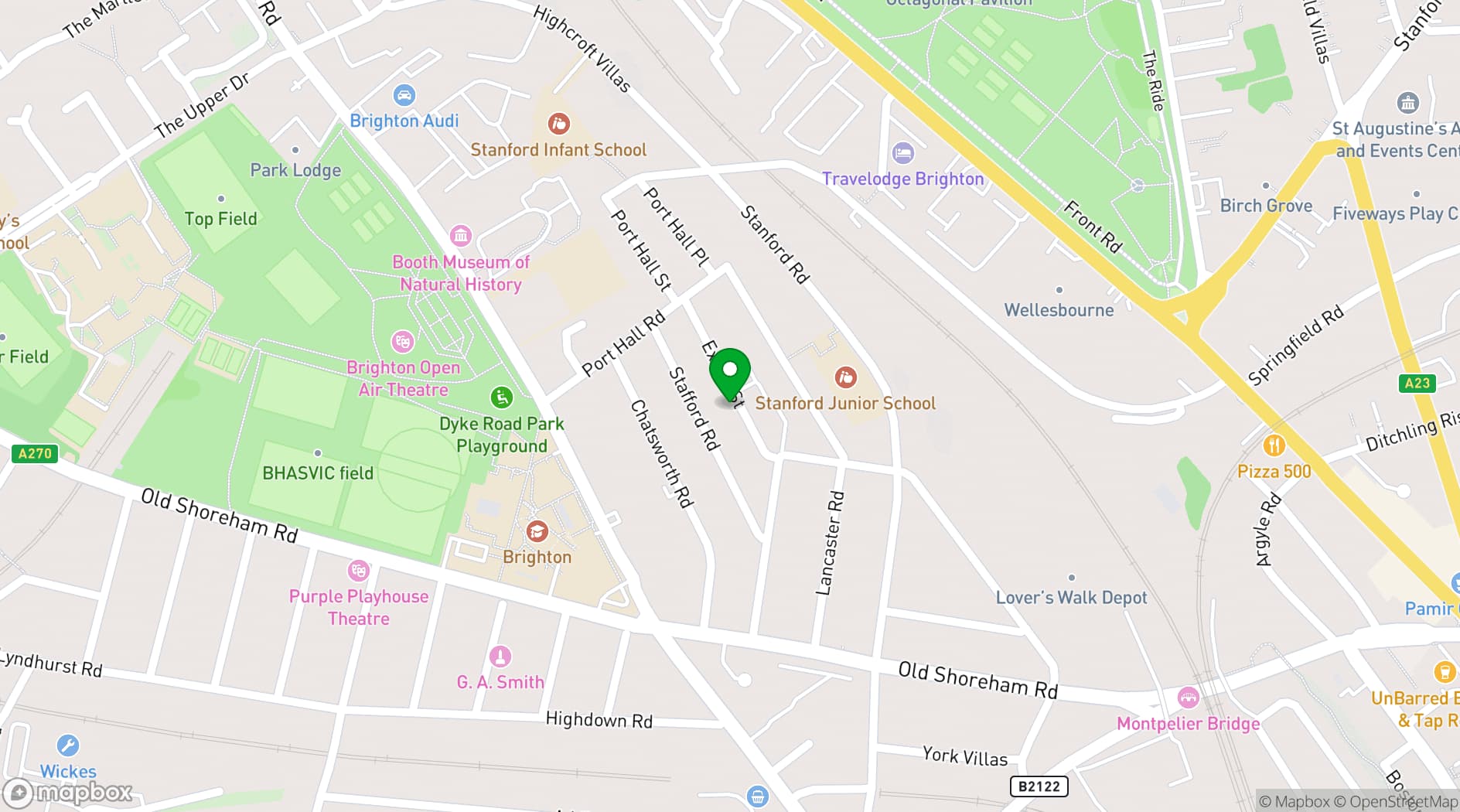 Map showing Exeter Street Hall