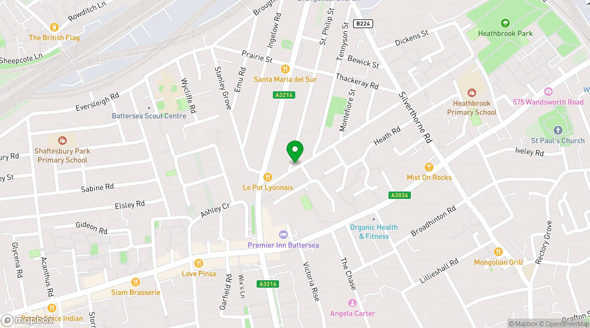 Map showing The Queens Arms