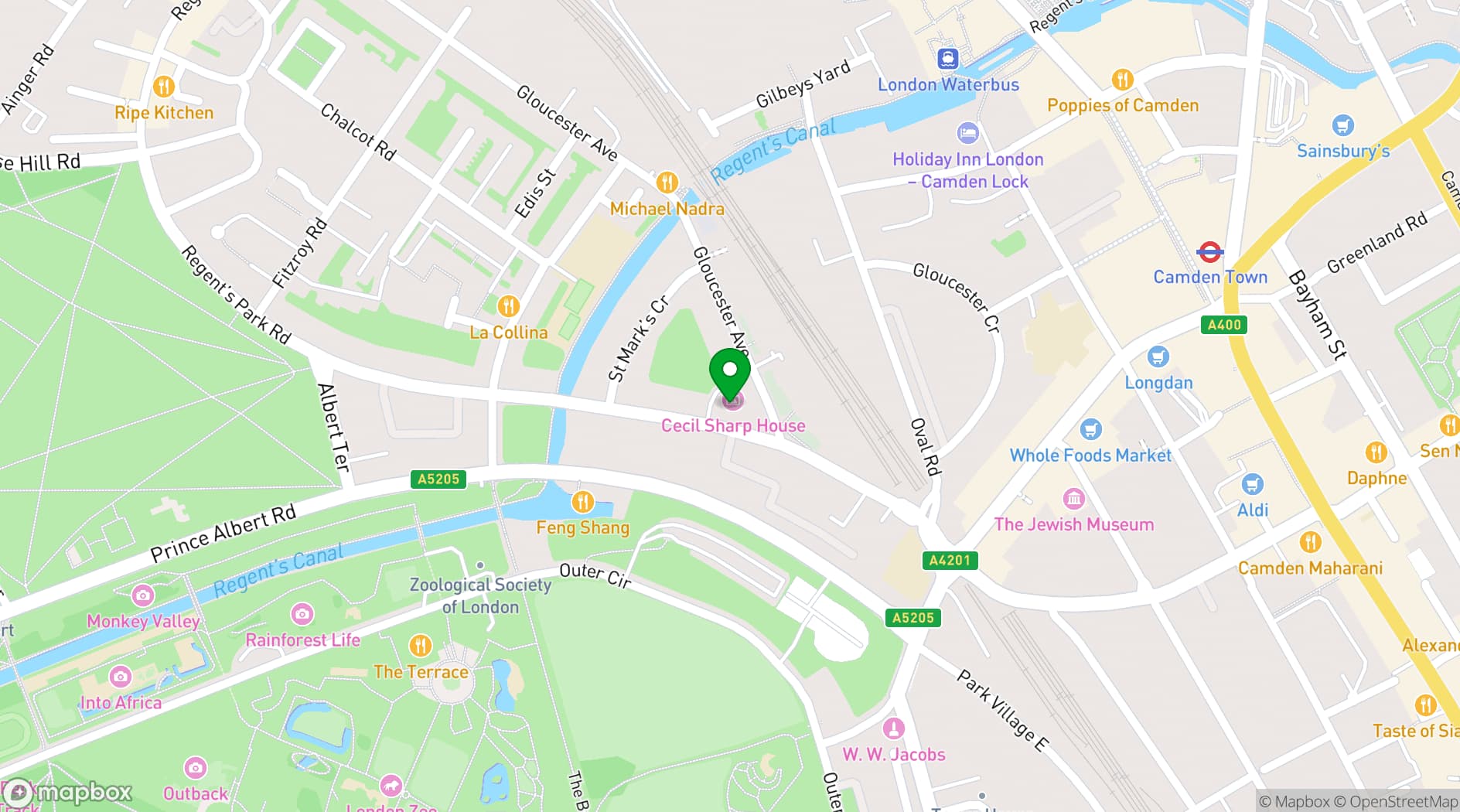 Map showing Cecil Sharp House