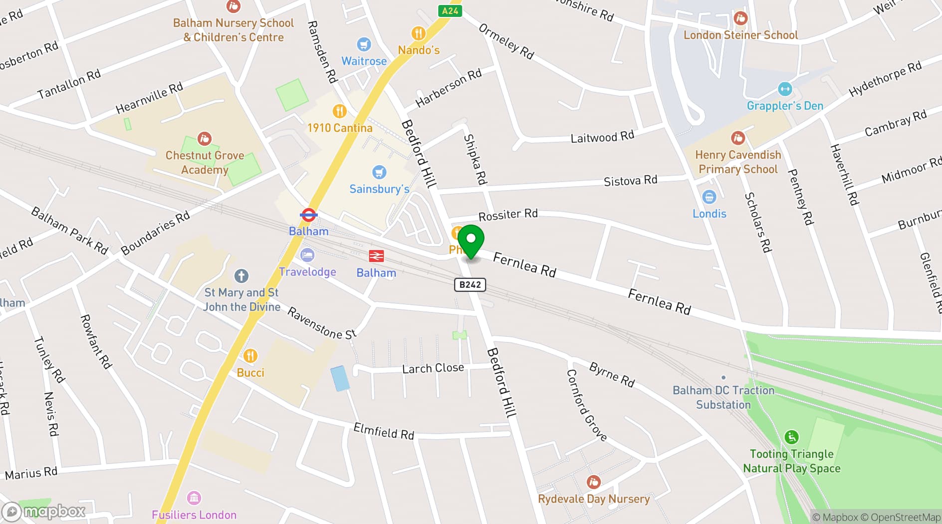 Map showing The Bedford