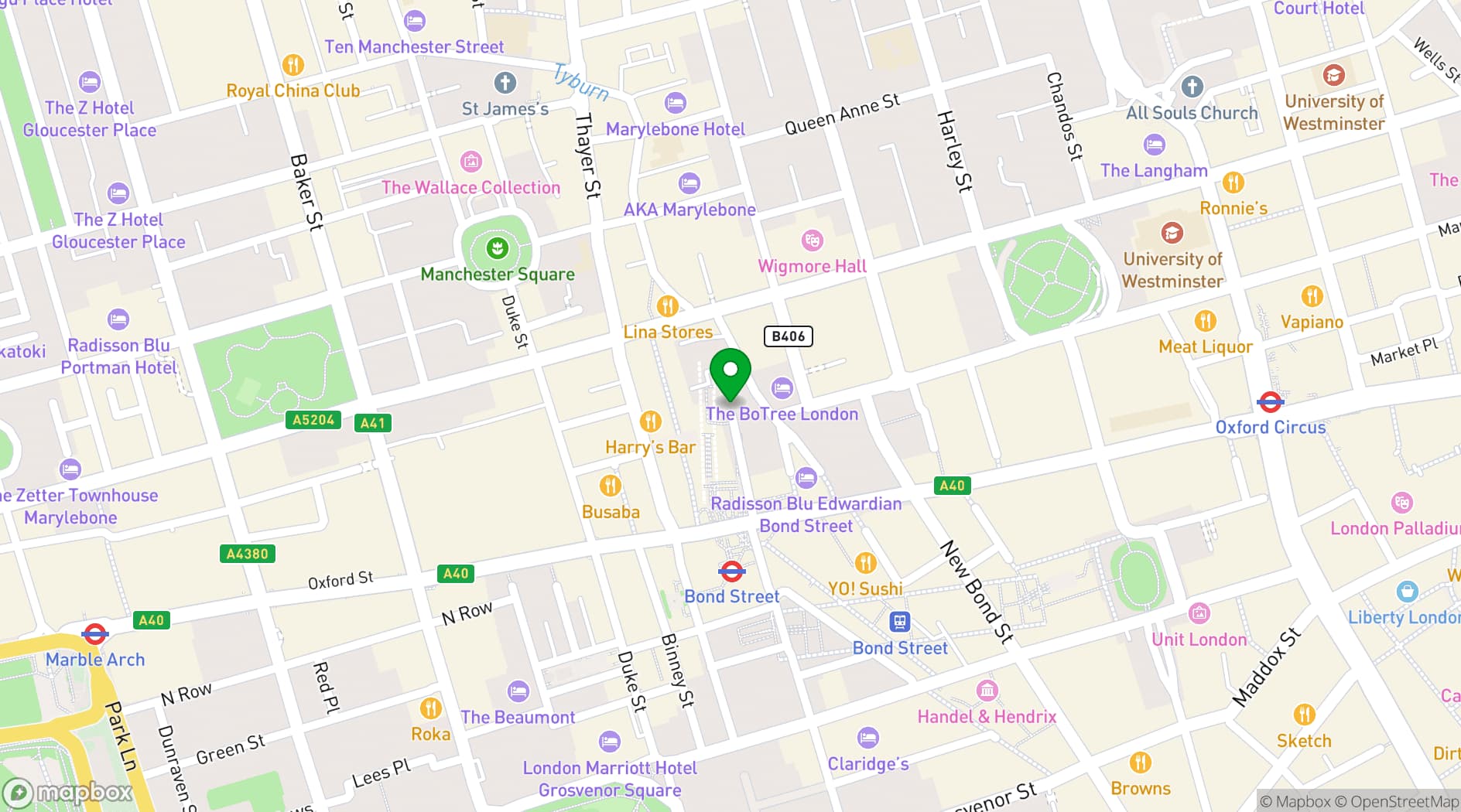 Map showing Oriental Club