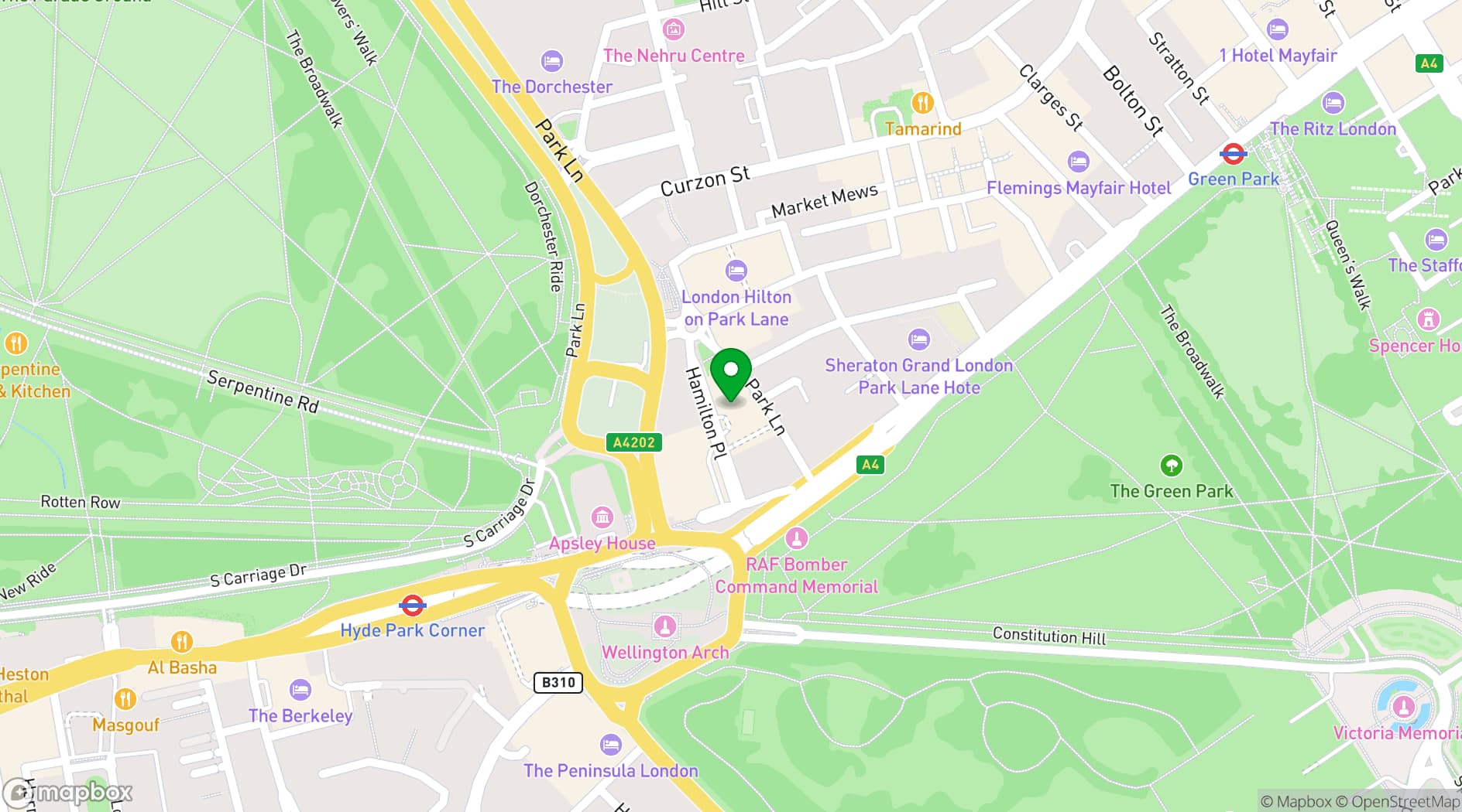 Map showing Four Seasons Park Lane