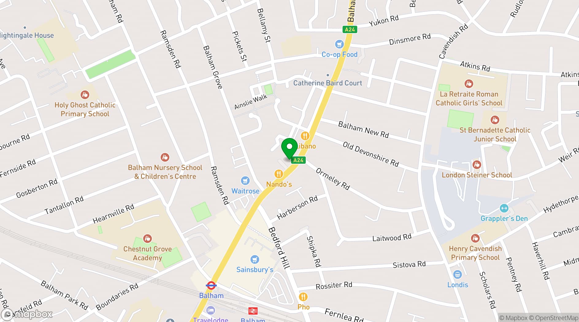 Map showing The Balham Clubhouse