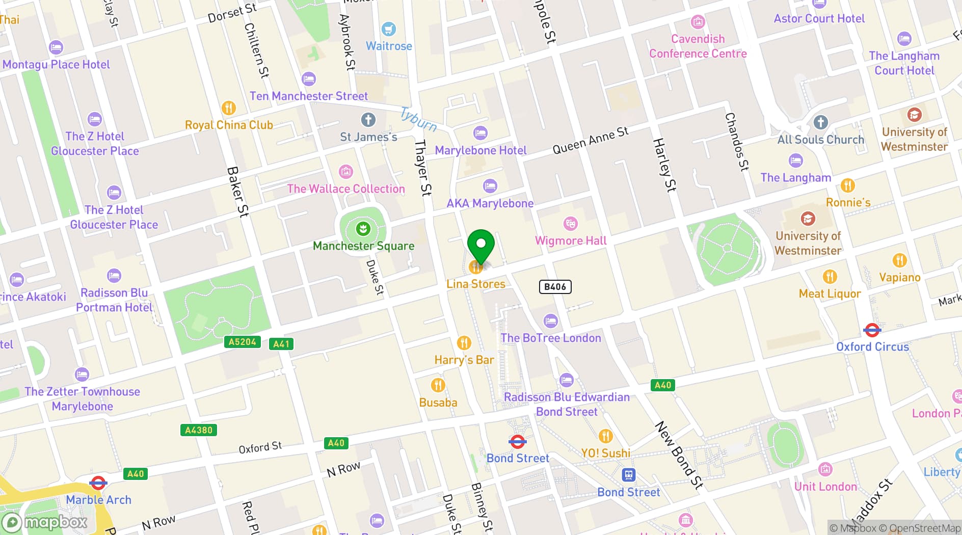 Map showing Lina Stores
