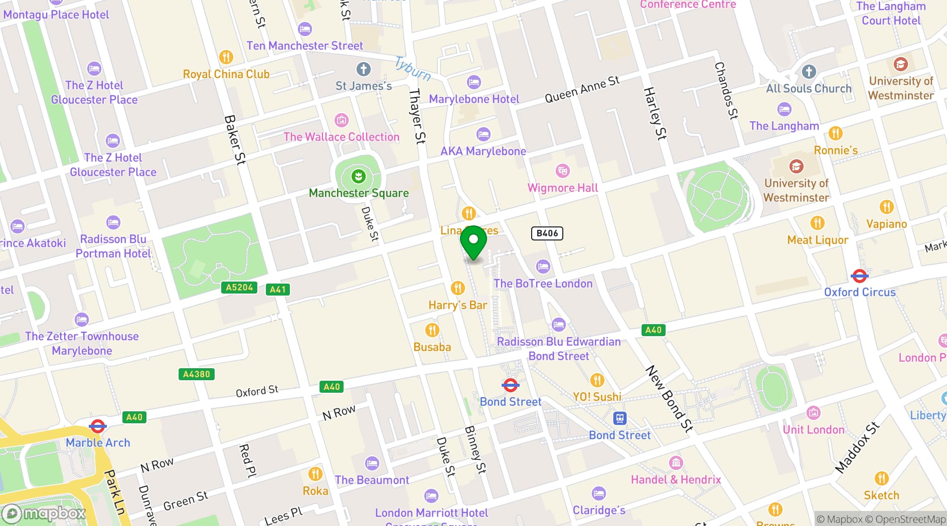 Map showing Cote Brasserie St. Christopher's Place 