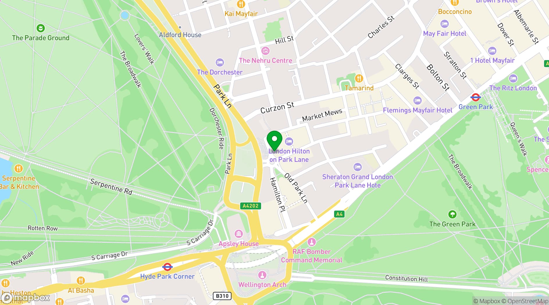 Map showing Hilton Park Lane
