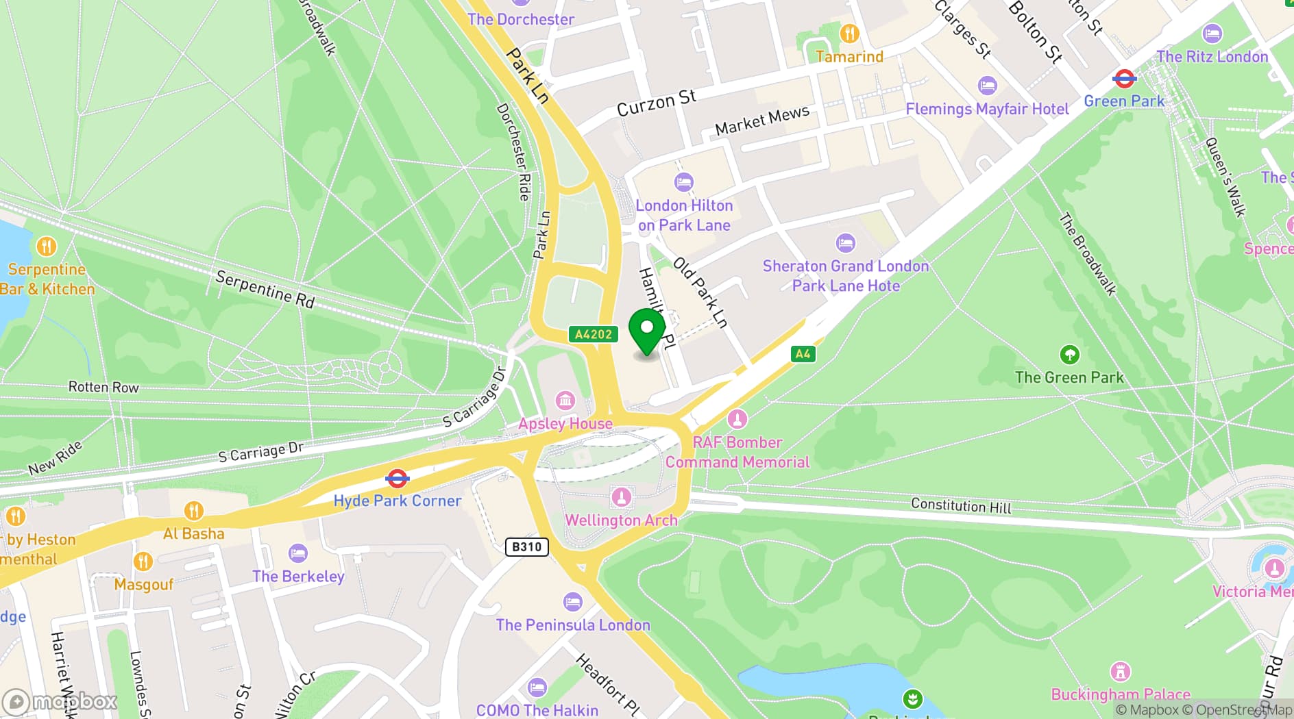 Map showing InterContinental London Park Lane