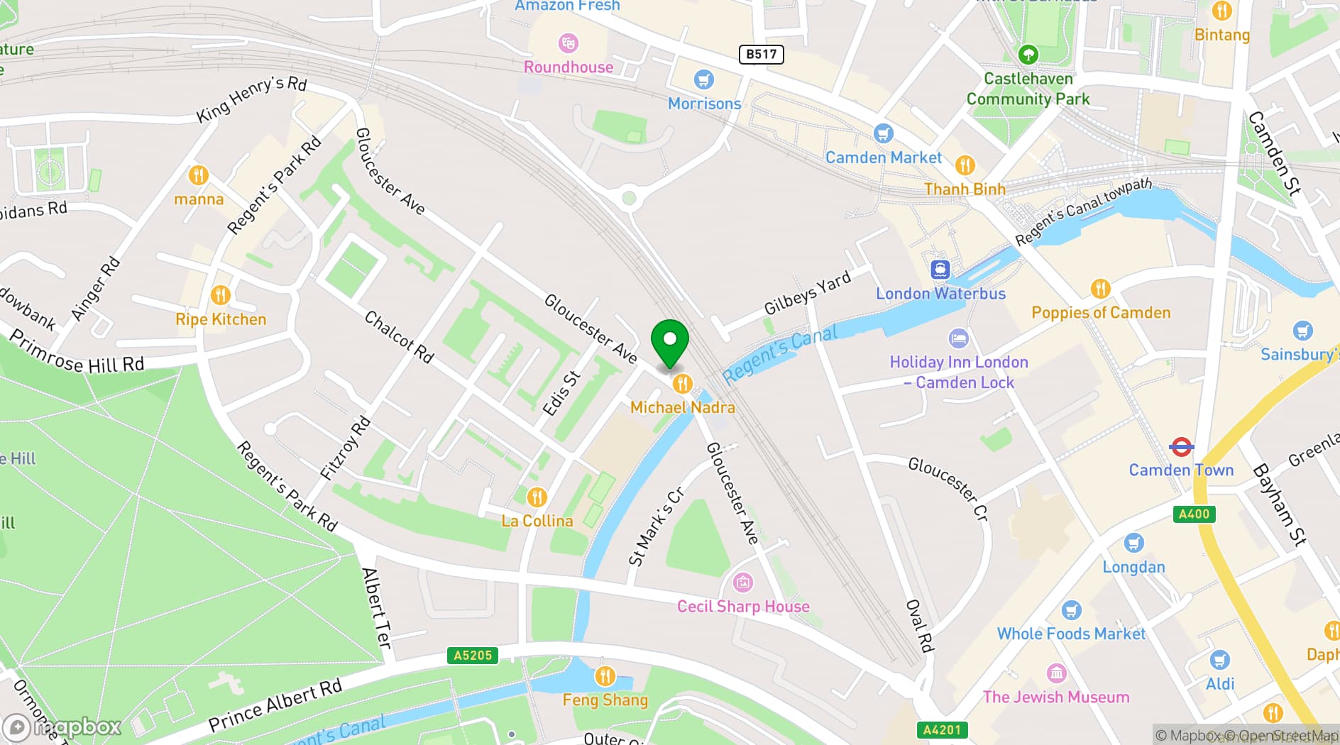 Map showing Michael Nadra Primrose Hill