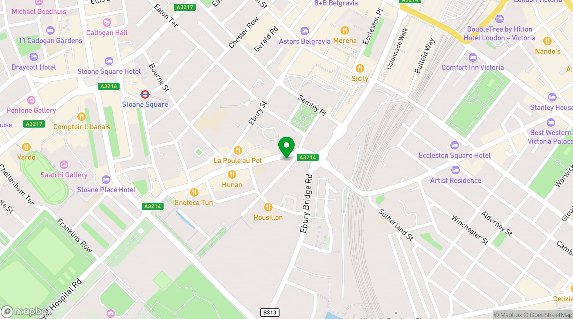 Map showing No.11 Pimlico Road