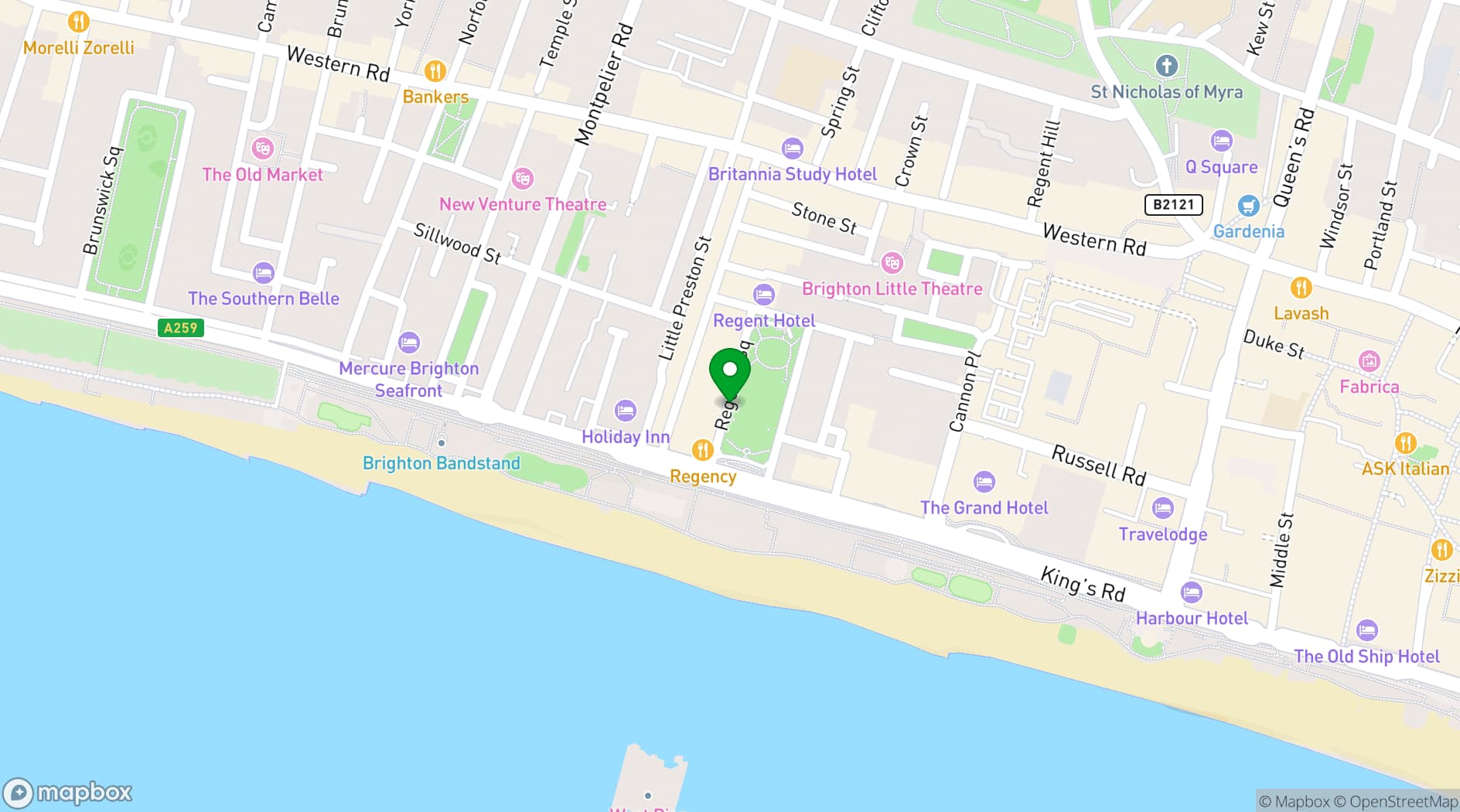 Map showing Hotel Pelirocco