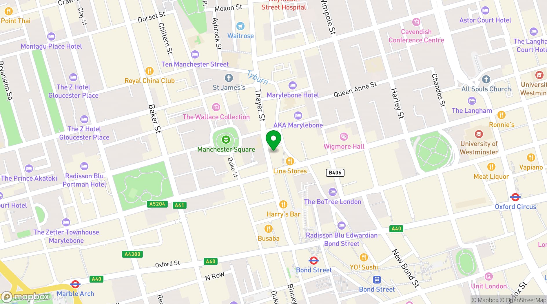 Map showing The Mandeville Hotel