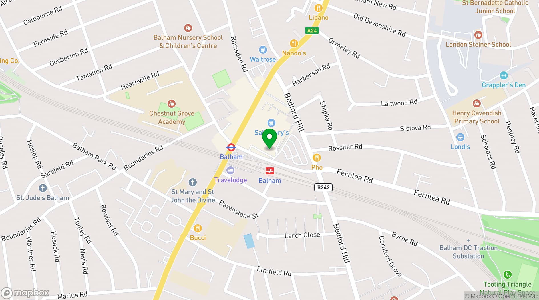 Map showing The Exhibit Balham 