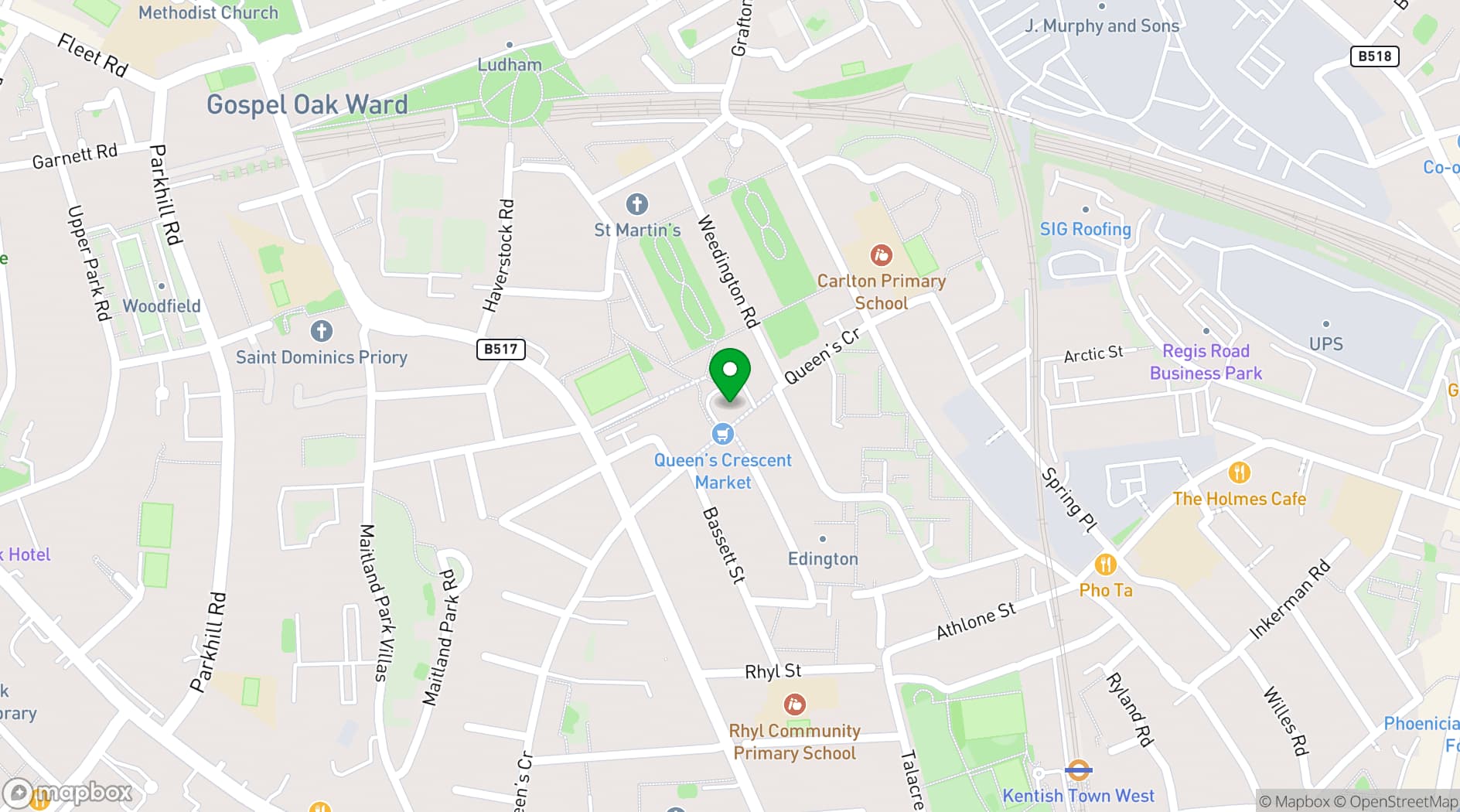 Map showing Queens Crescent Community Centre