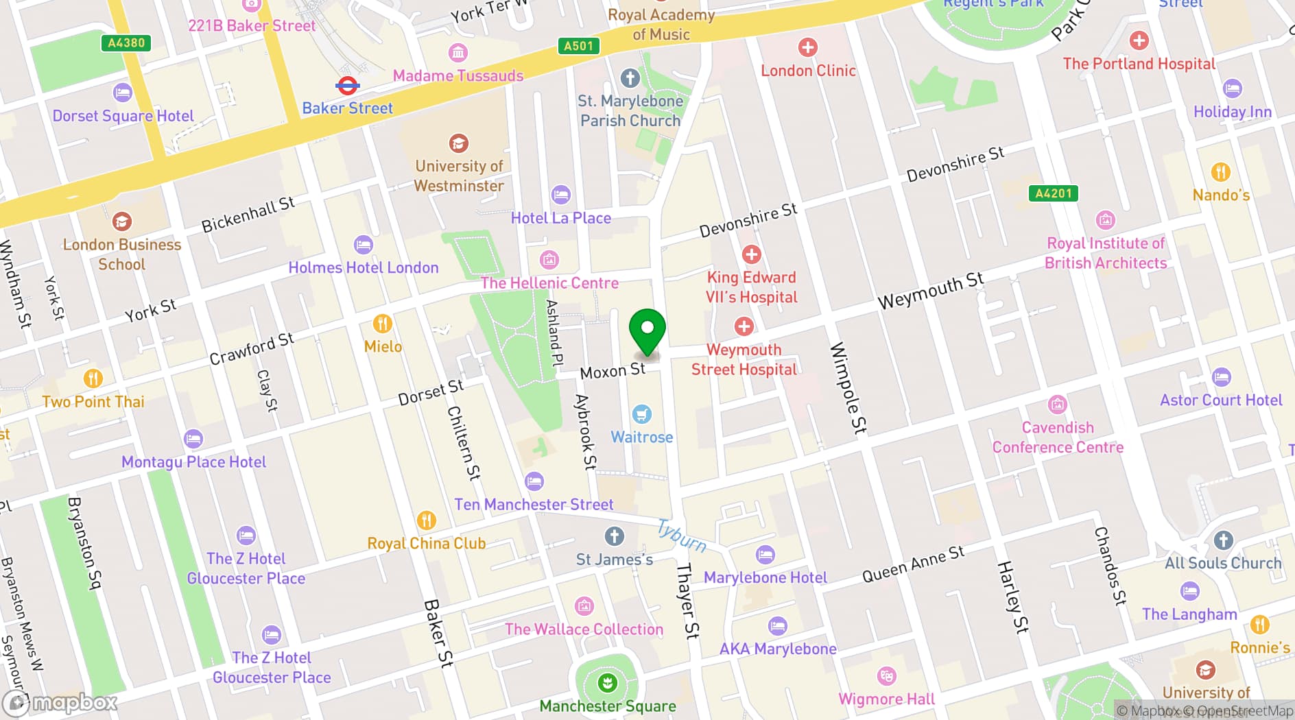 Map showing The Marylebone