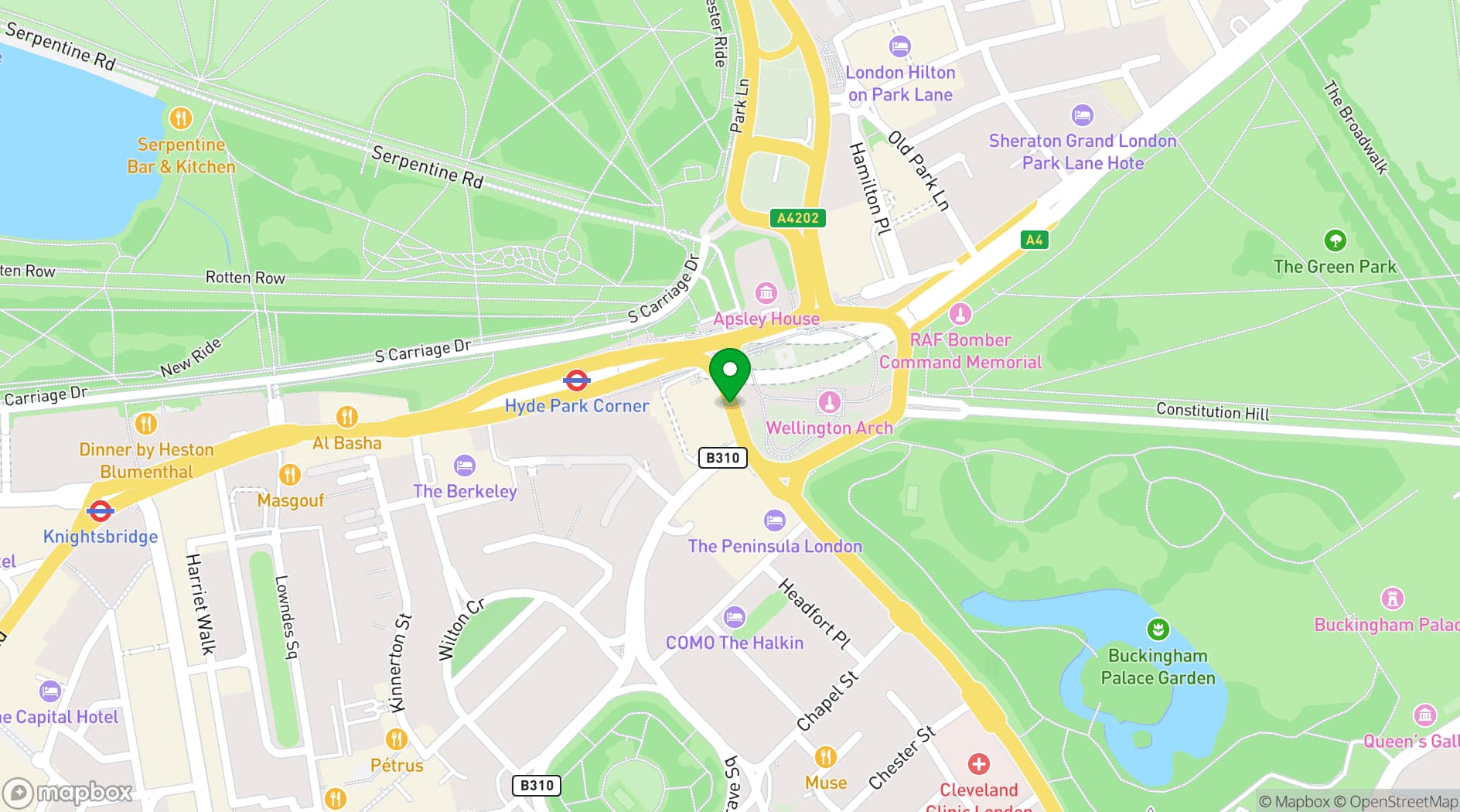 Map showing Pavilion Club