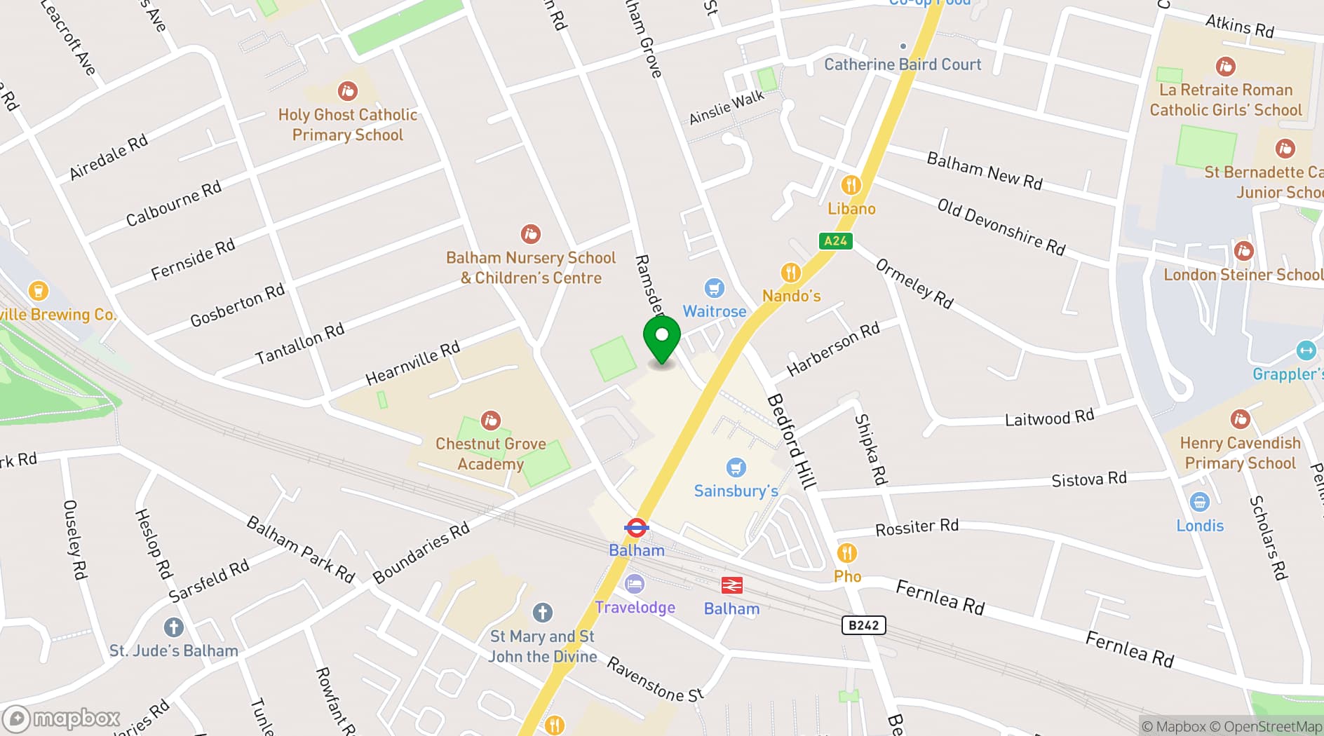 Map showing Balham Bowls Club