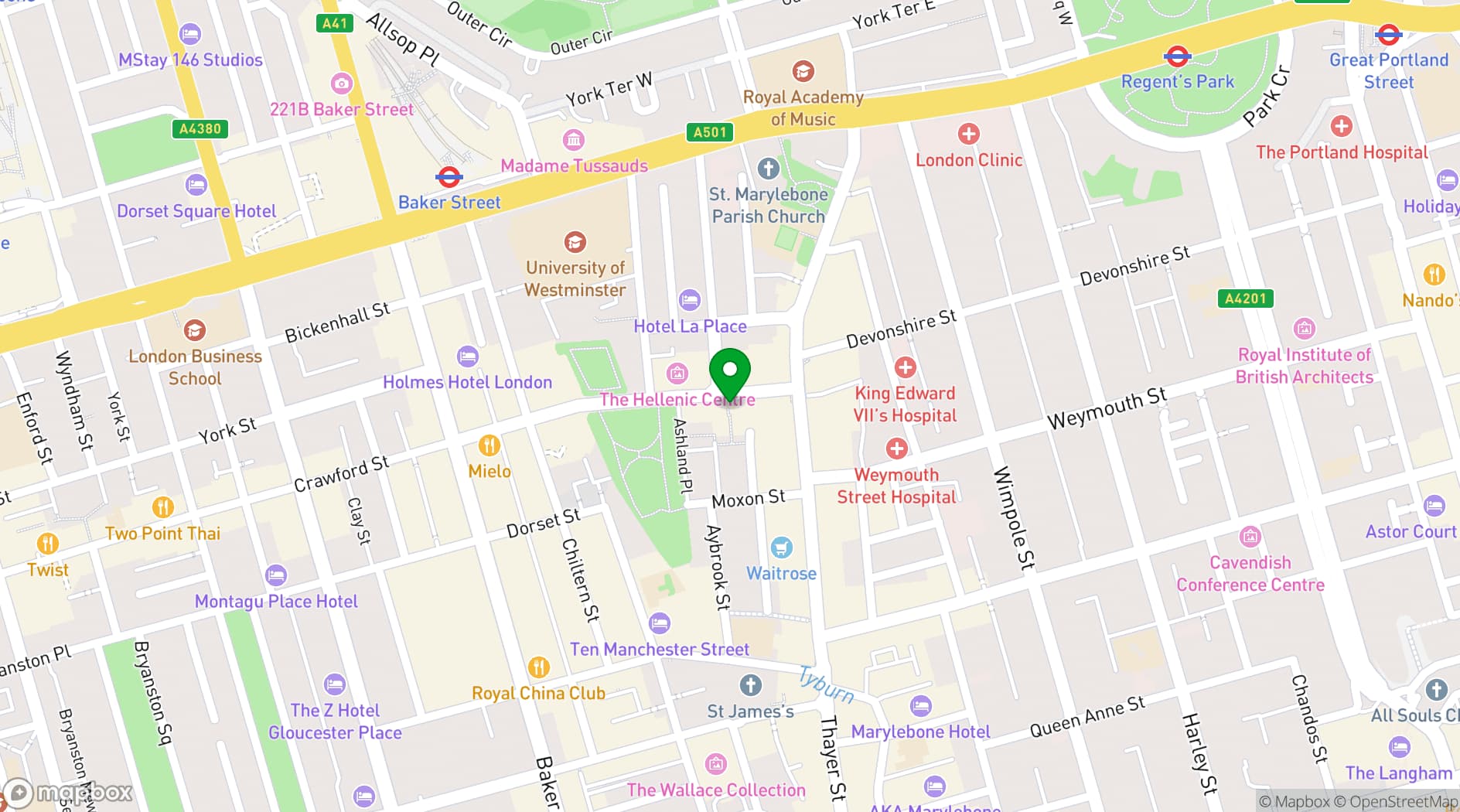 Map showing Kima Restaurant