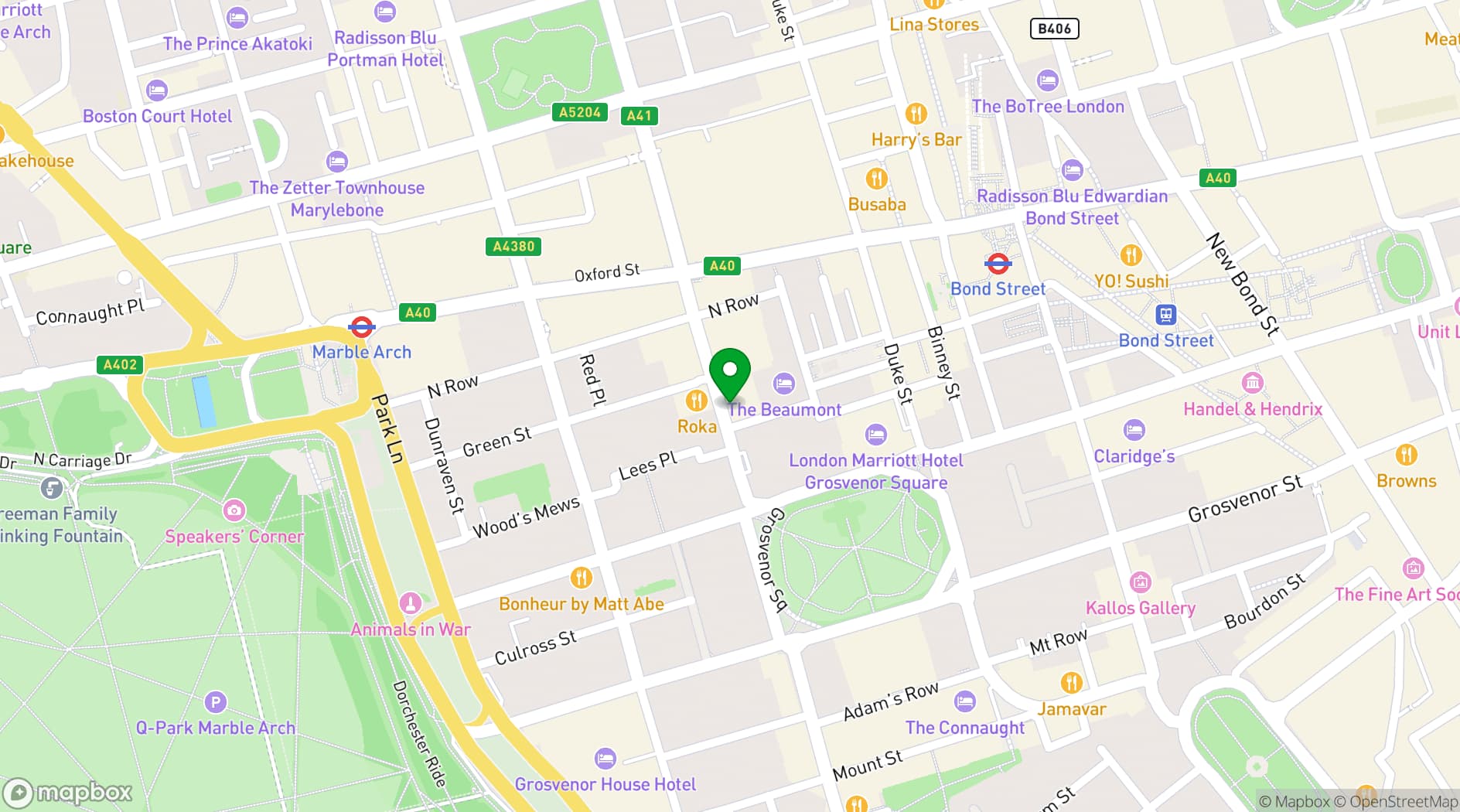 Map showing The Ivy Asia Mayfair