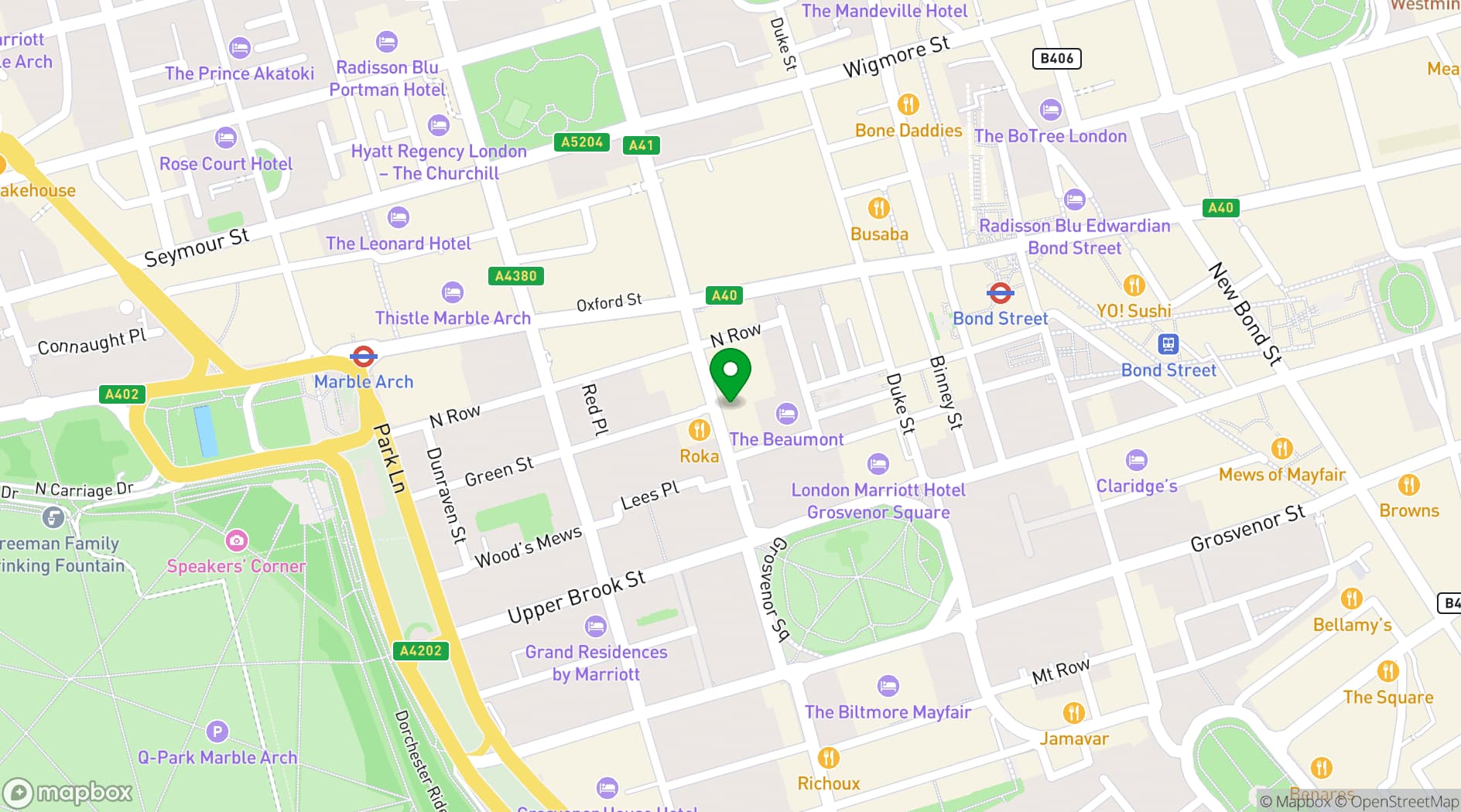 Map showing Mercato Metropolitano Mayfair - UK
