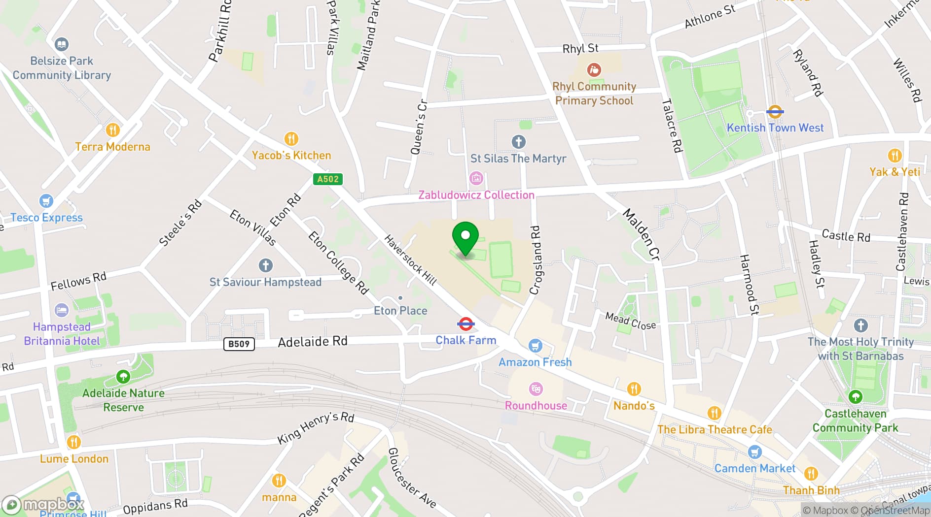 Map showing Haverstock School