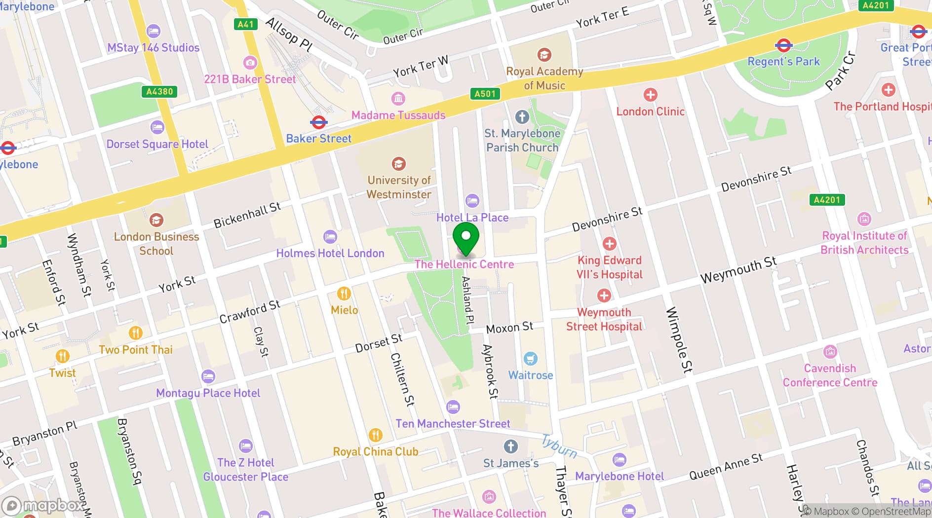 Map showing The Hellenic Centre