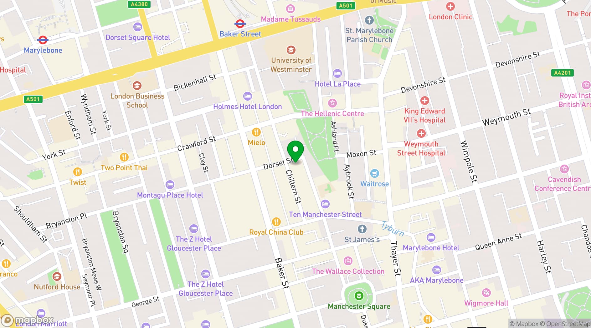 Map showing Cafe Murano Marylebone