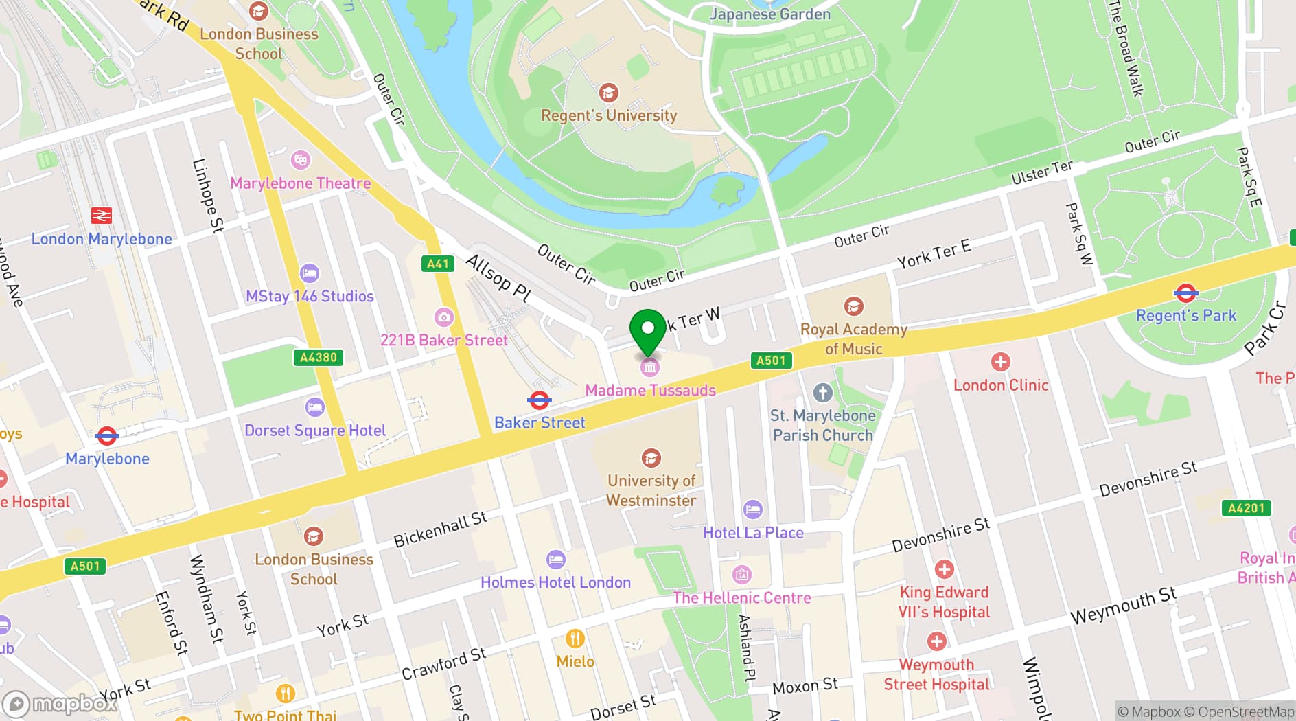 Map showing Movies at Madame Tussauds