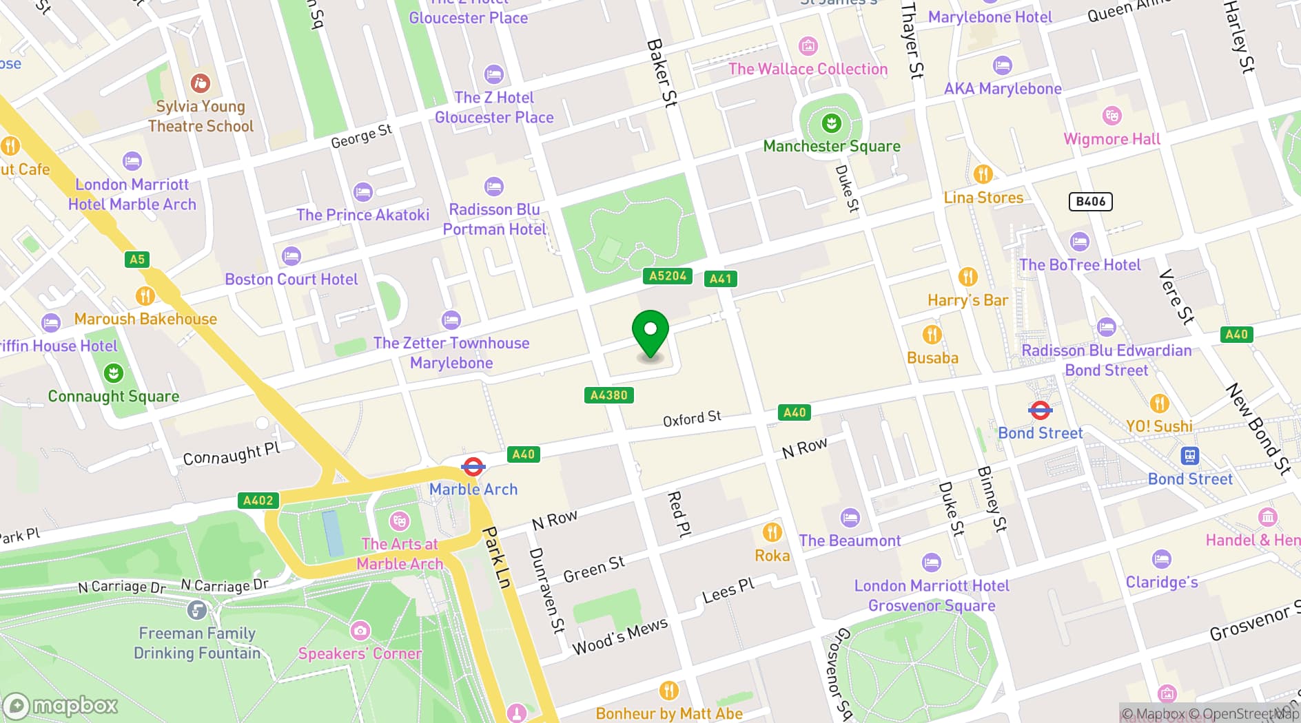 Map showing Guild Hotel Marble Arch