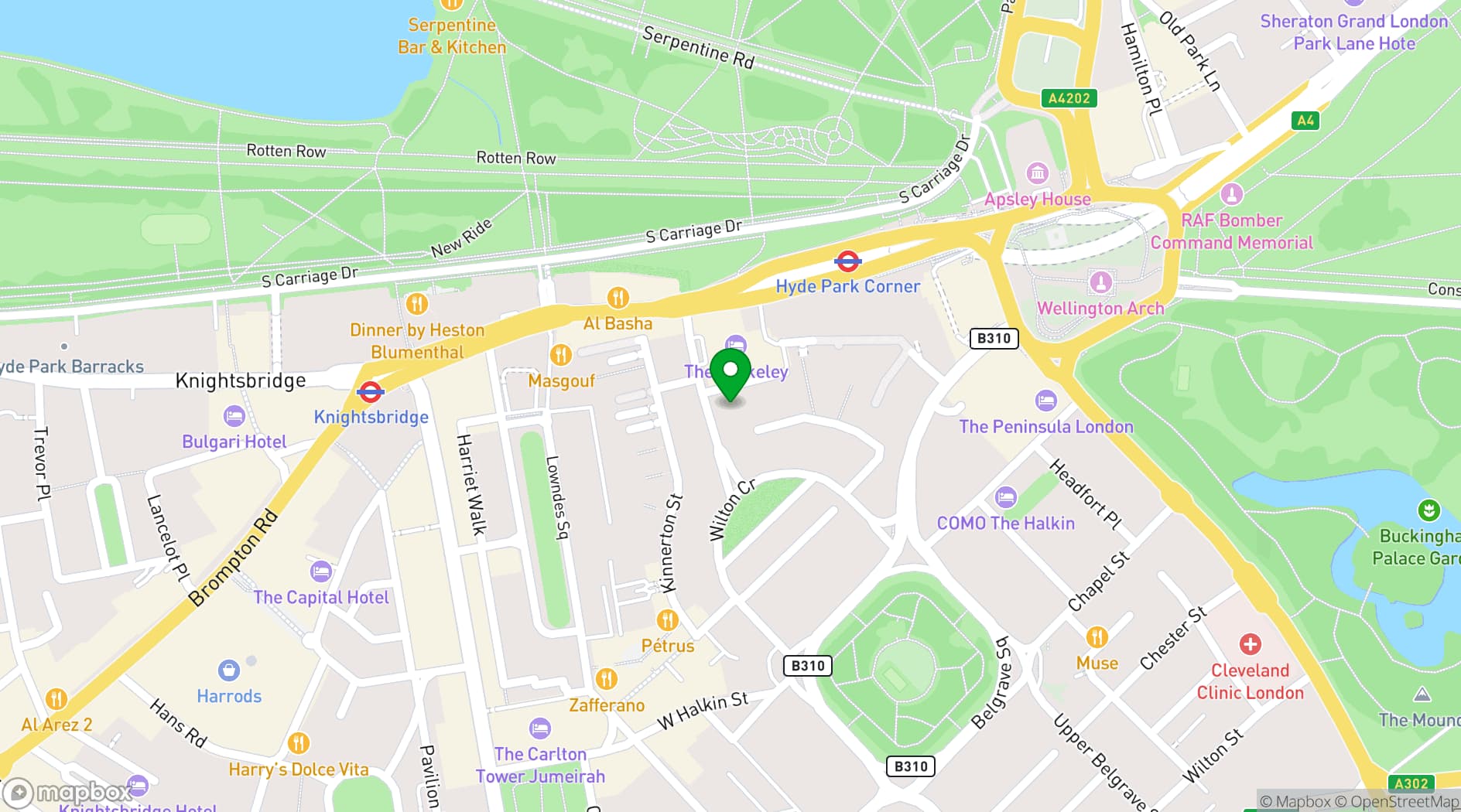 Map showing St Pauls Knightsbridge