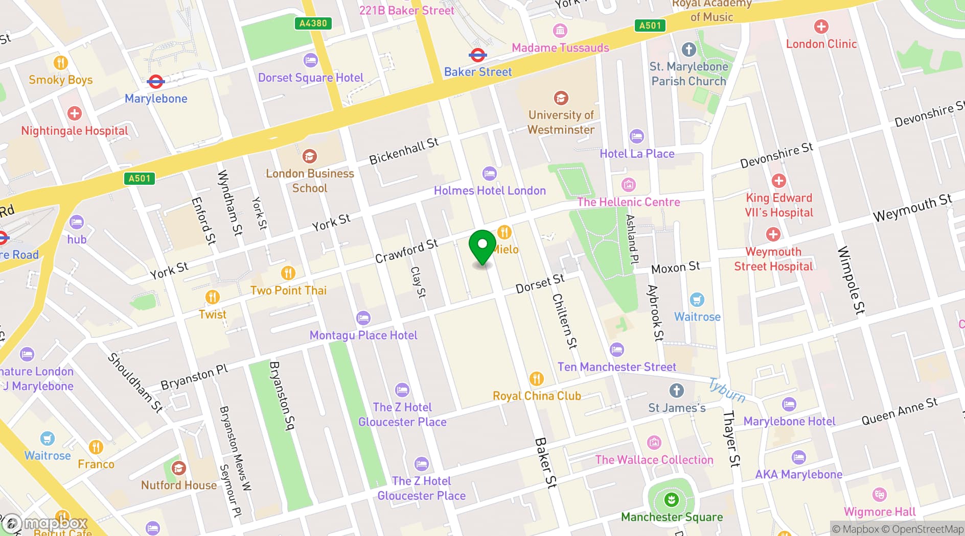 Map showing Arthur Murray Baker Street