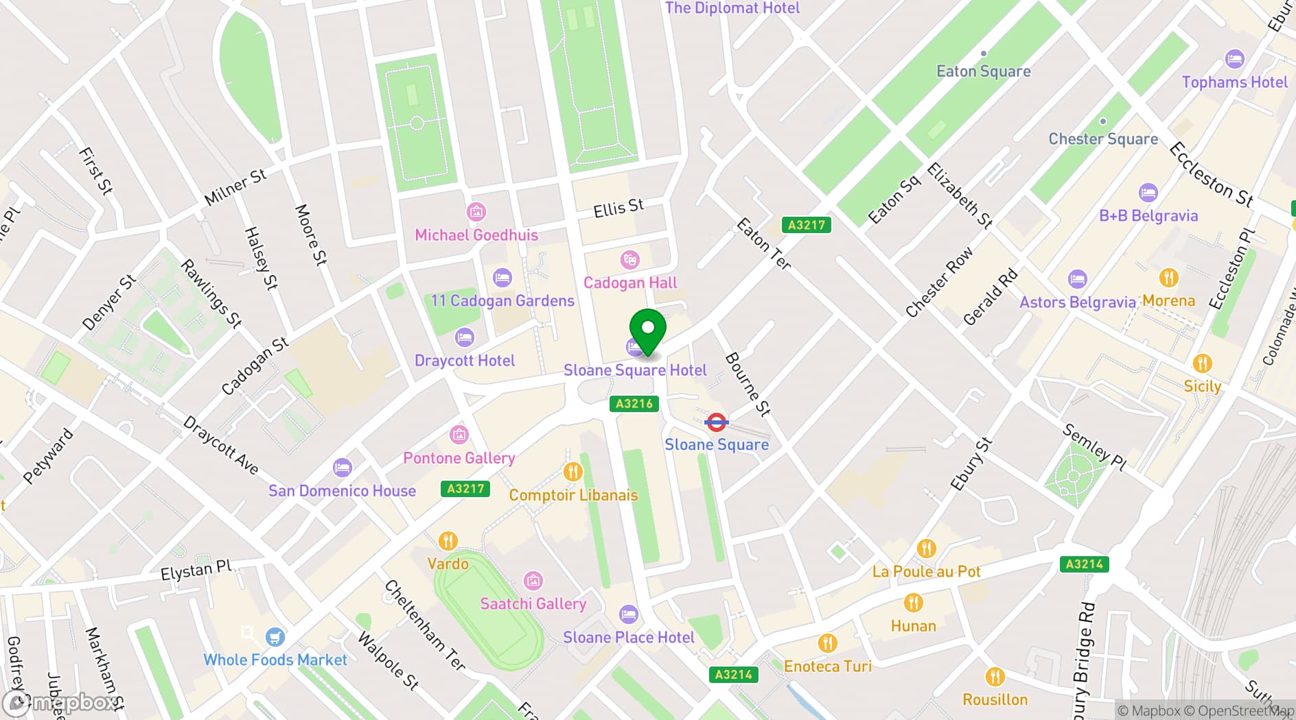 Map showing The Botanist